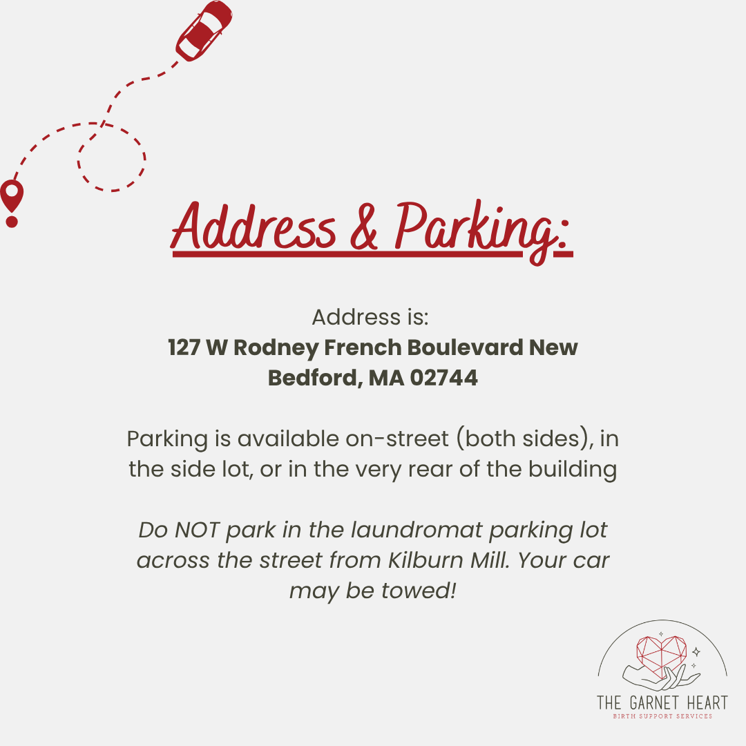 Address and parking information for the office space. Address is 127 W Rodney French Blvd New Bedford MA 02744. Parking is available on street and in parking lot(s). Do not park in laundromat lot.