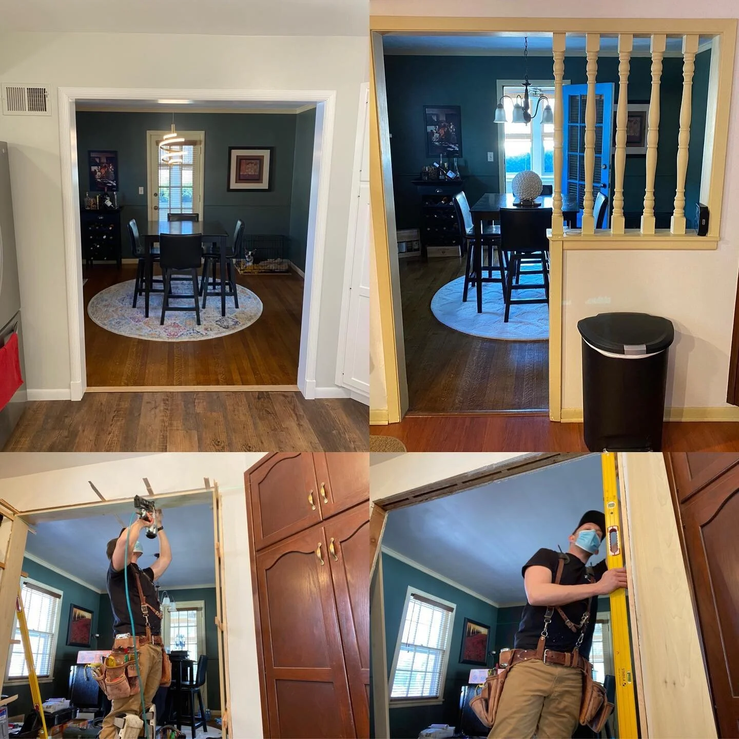 A little after/before and some in between pics of us changing out this opening connecting a kitchen and dining room.  What a difference that makes for the feel between the two rooms! 
#lnk #mylnk #lincolnne #sewardne #remodeling #homeimprovement #car