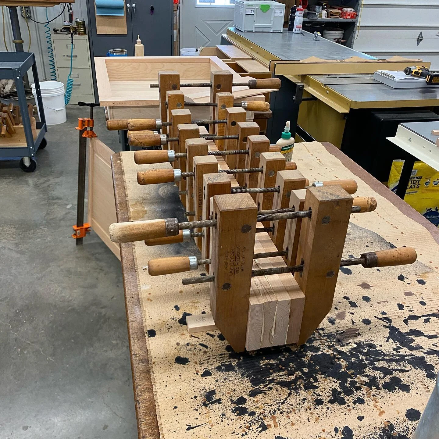 Got our solid stick glued up for furniture feet on this bath vanity we’re building in shop! 
#lnk #lincolnne #sewardne #remodeling #homeimprovement #carpentry #smallbusiness #familyowned