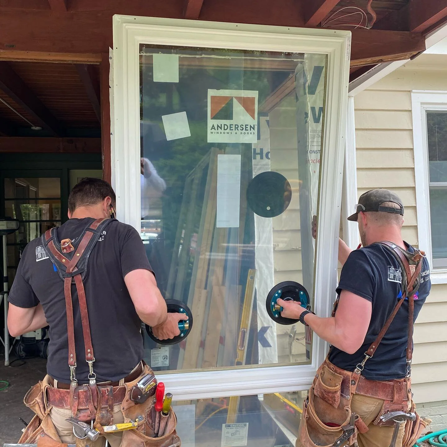 Working through the week to transform this old porch into a comfortable all seasons room!  All the window units feature a awning style sash on the bottom to open for fresh cool air when the weather allows it 🌞