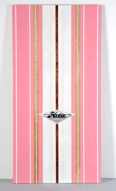 “Hobie # 37 Karen” oil, acrylic, paper, spray enamel with resin on birch plywood 72'' x 36'' 2008