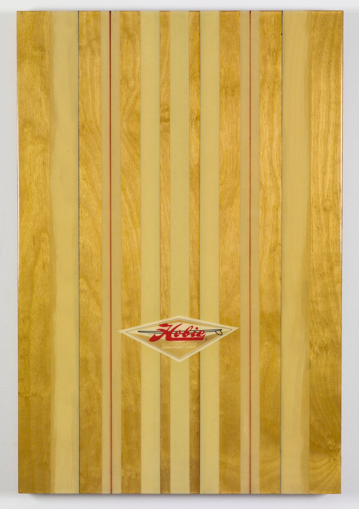“Hobie Shortboard” acrylic and paper decal on plywood with resin 18'' x 12'' 2000