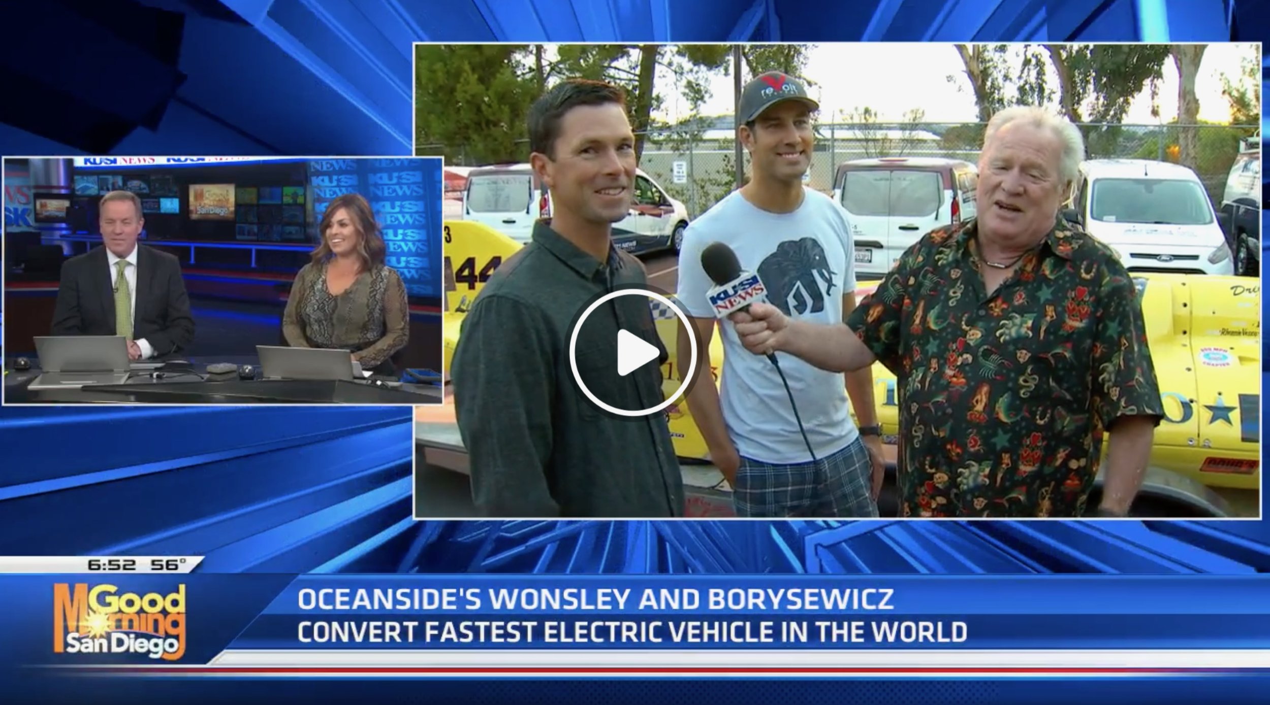 KUSI: Oceanside’s Wonsley and Borysewicz convert fastest electric vehicle in the world
