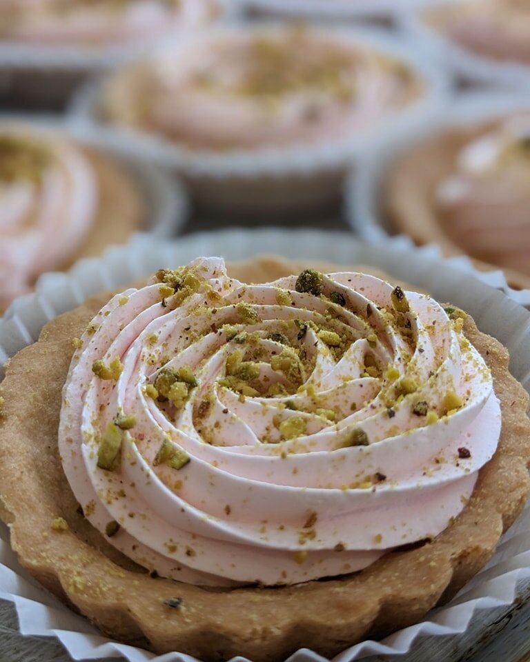 Rose Pistachio shortbread tarts are in the Hamilton bakery case all week and weekend!