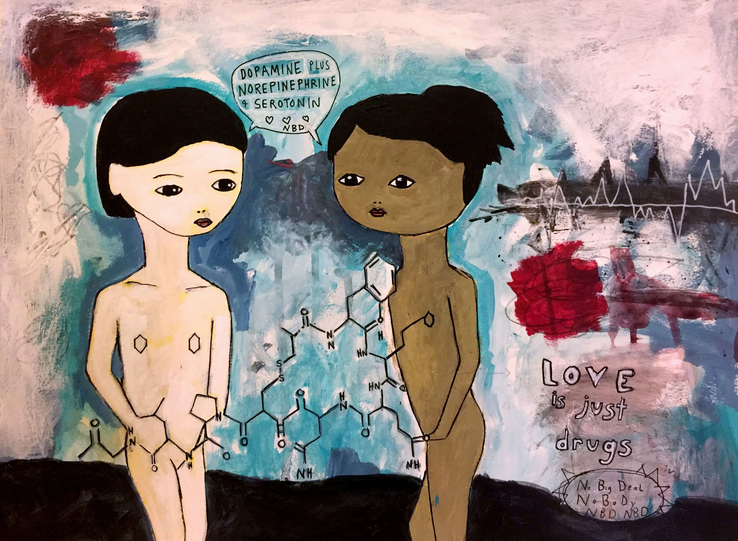 Love Is Just Drugs, 20” x 15”, acrylic on paper, 2017-2018