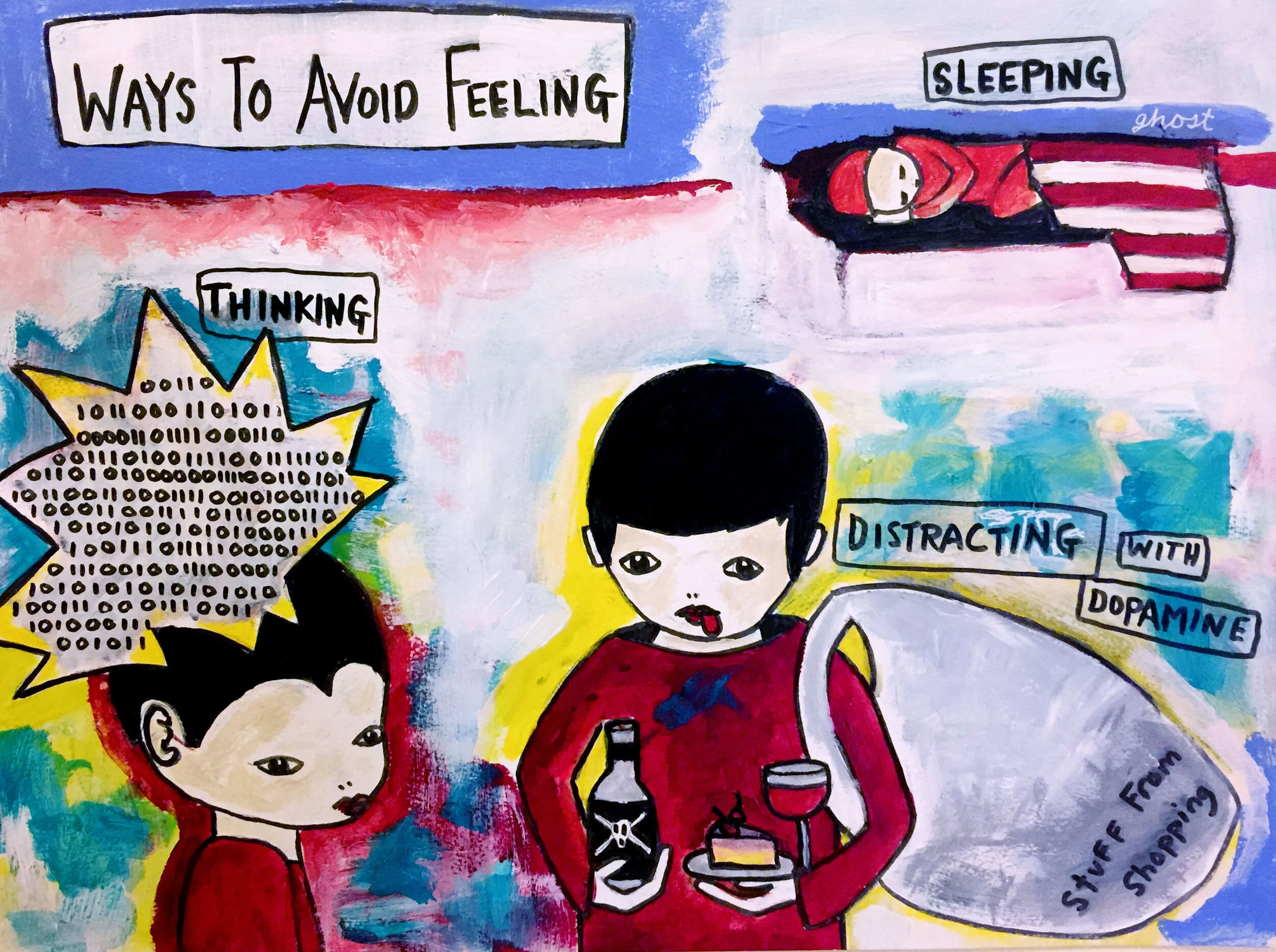 Distract Distract, acrylic on paper, 2017-2018