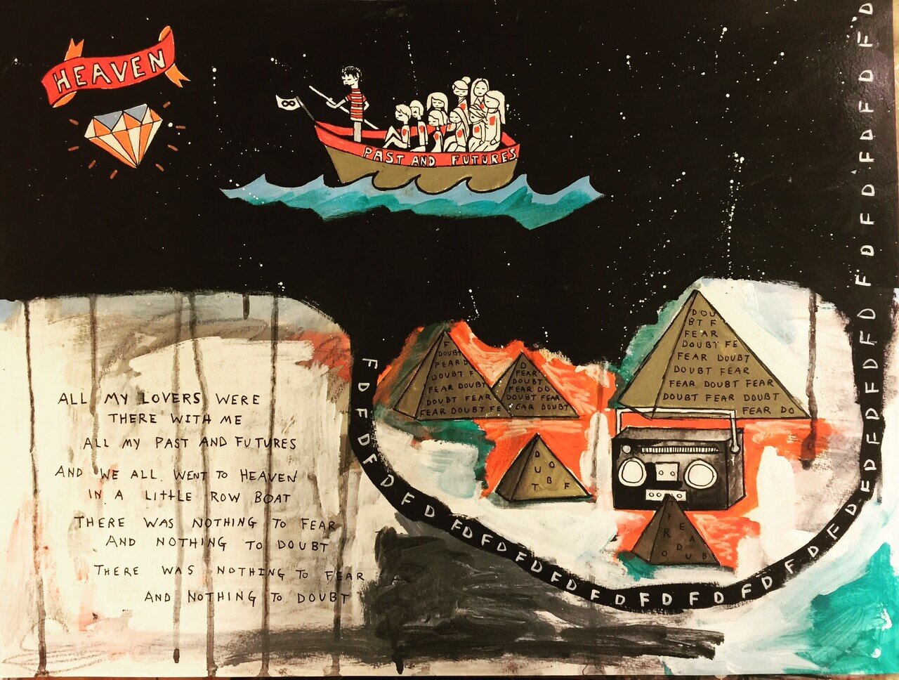 Pyramid Song, 24” x 18”, acrylic on paper, 2017-2018
