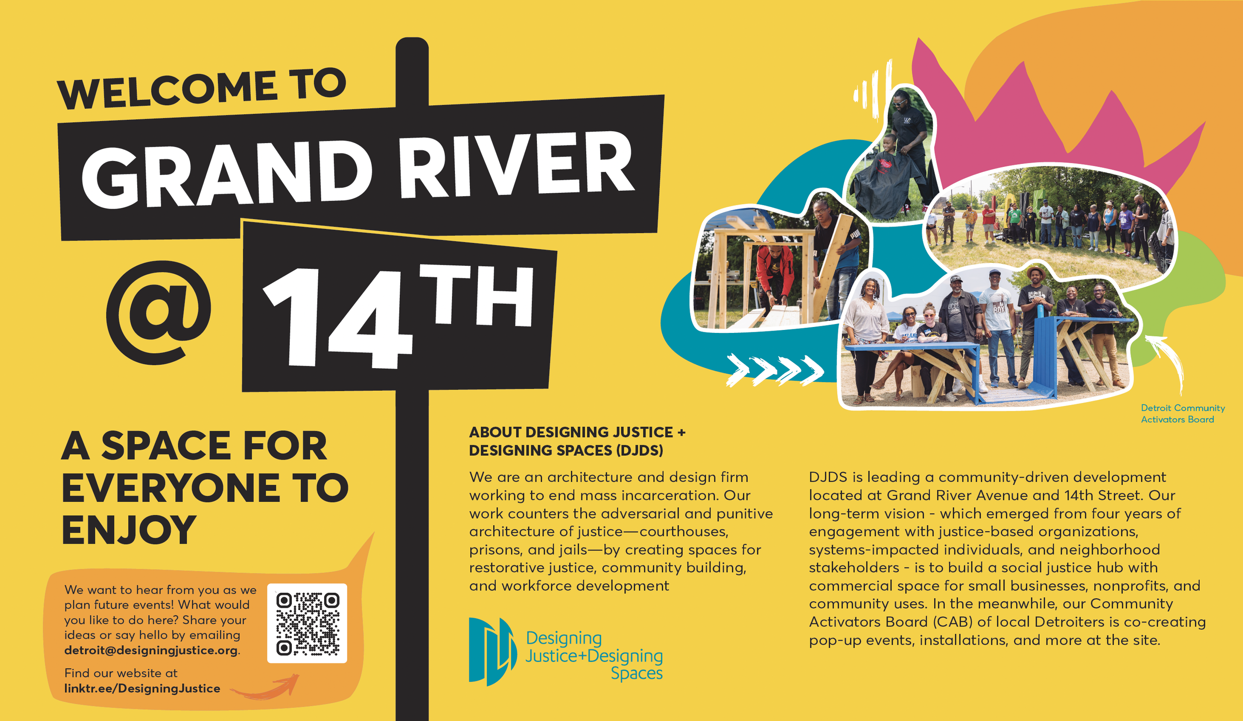 Signage for the Grand River @ 14th community development project (8'x4'), created while working with Designing Justice + Designing Spaces