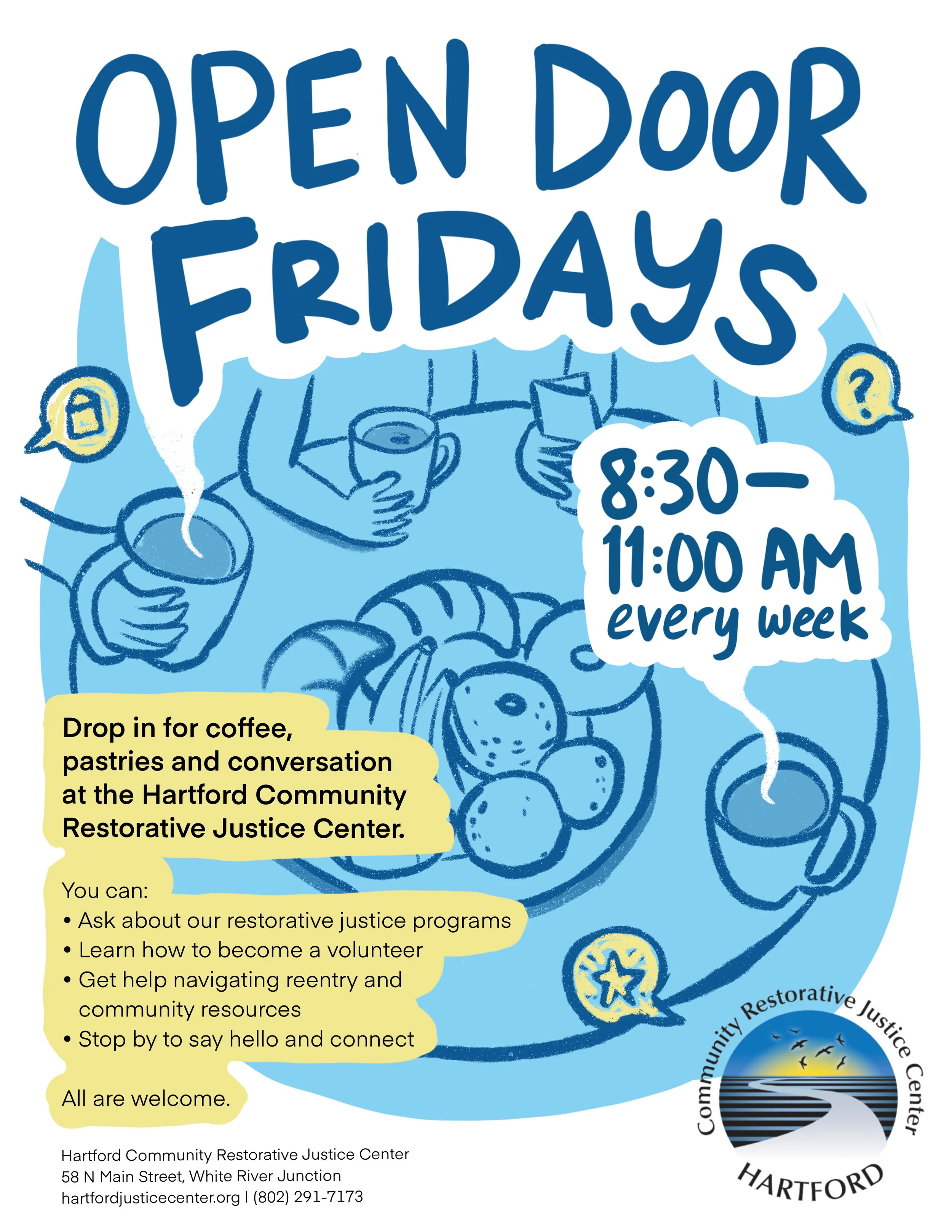 Flyer for the Hartford Community Restorative Justice Center