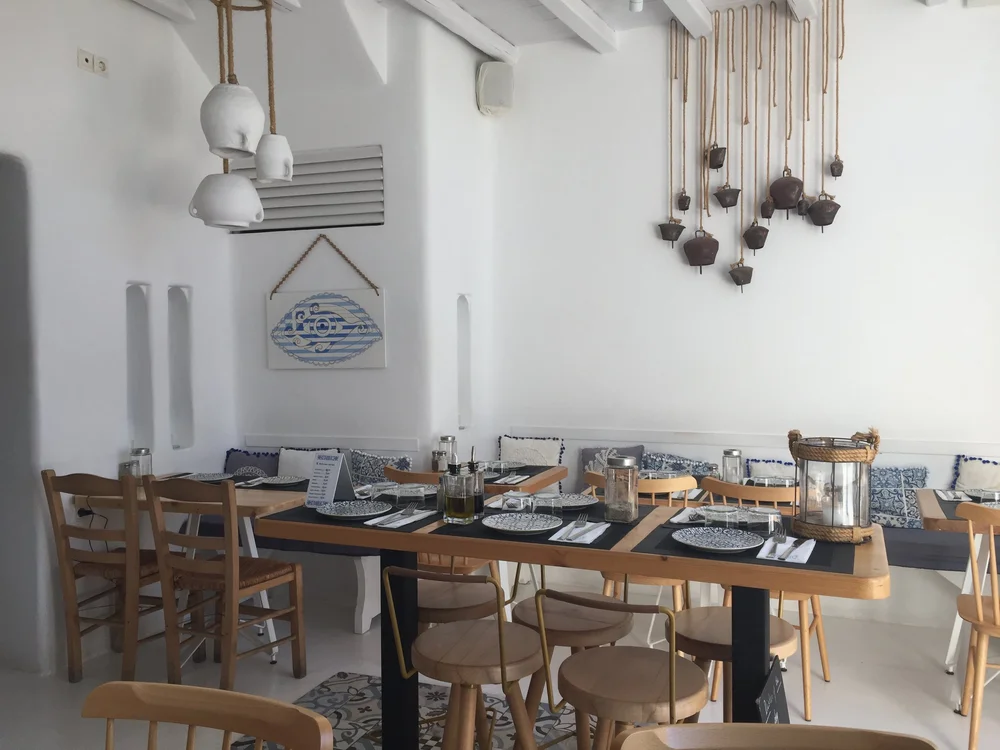Interior of Caesor's restaurant in Mykonos, Greece