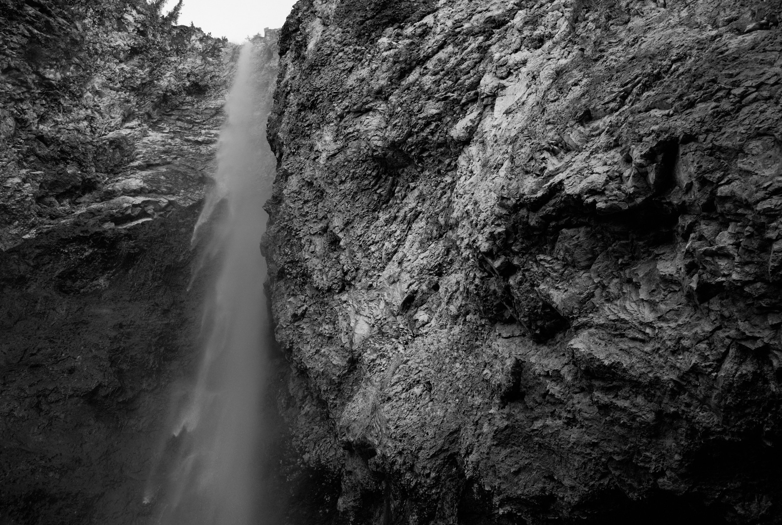 Fairy Falls Yellowstone in black and white.jpg