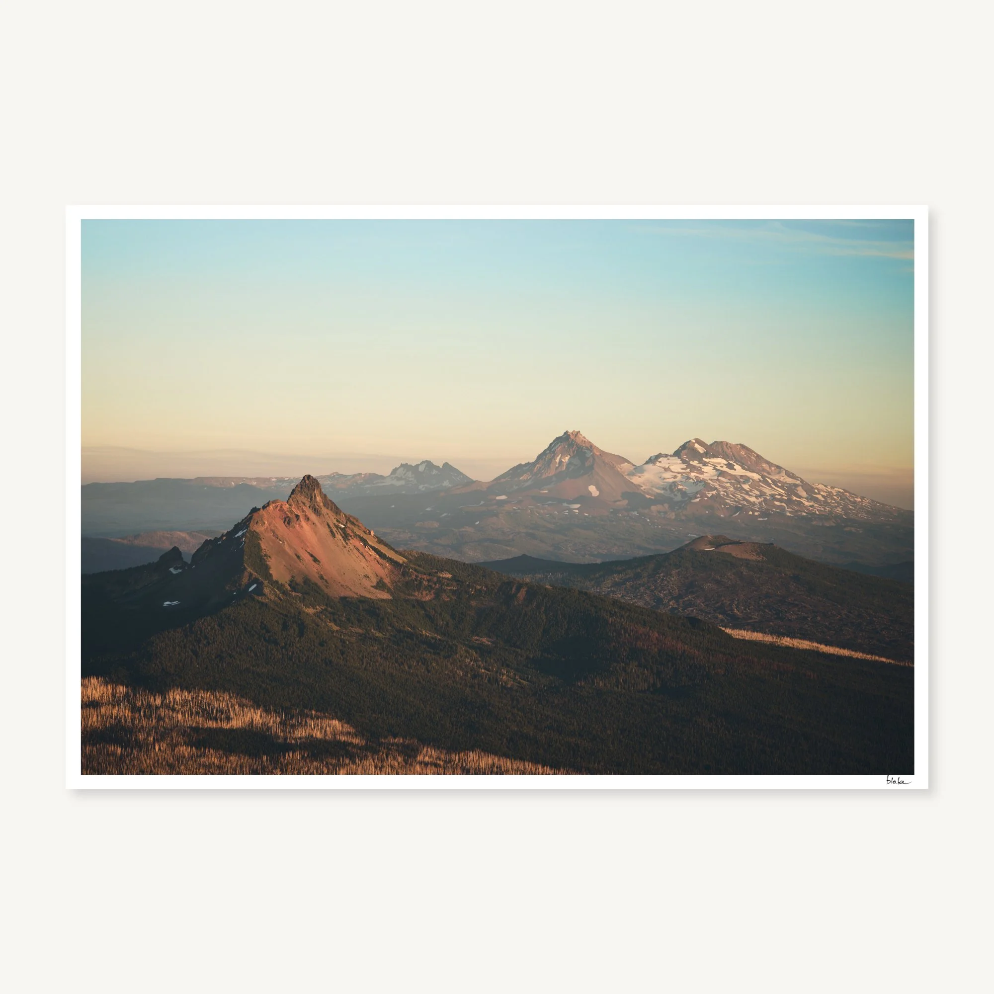 Oregon Cascades Mountain Range Aerial Landscape Print.jpg