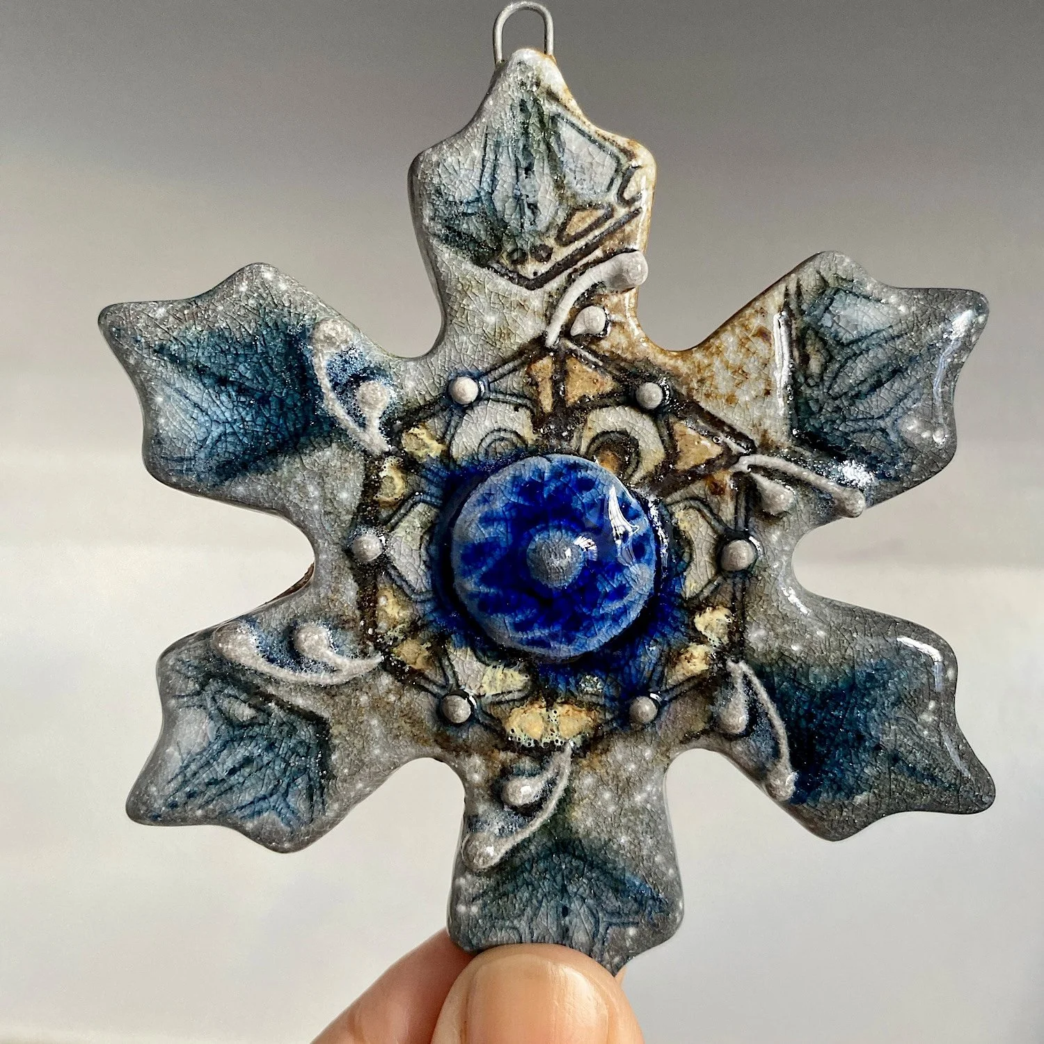 Soda Fired Snowflake Ornament #23