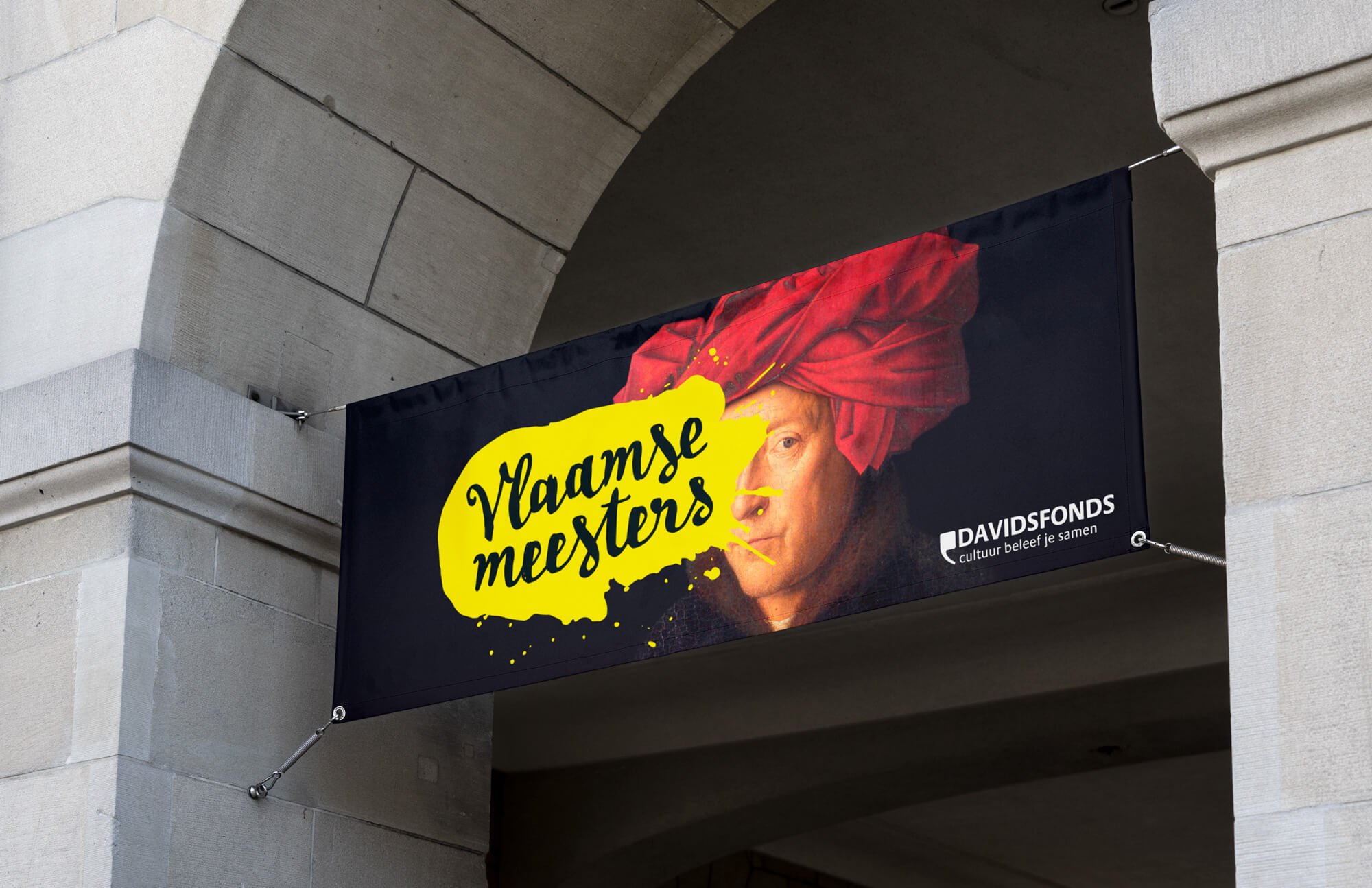 Vlaamse Meesters Logo voor een reeks culturele events van Davidsfonds.