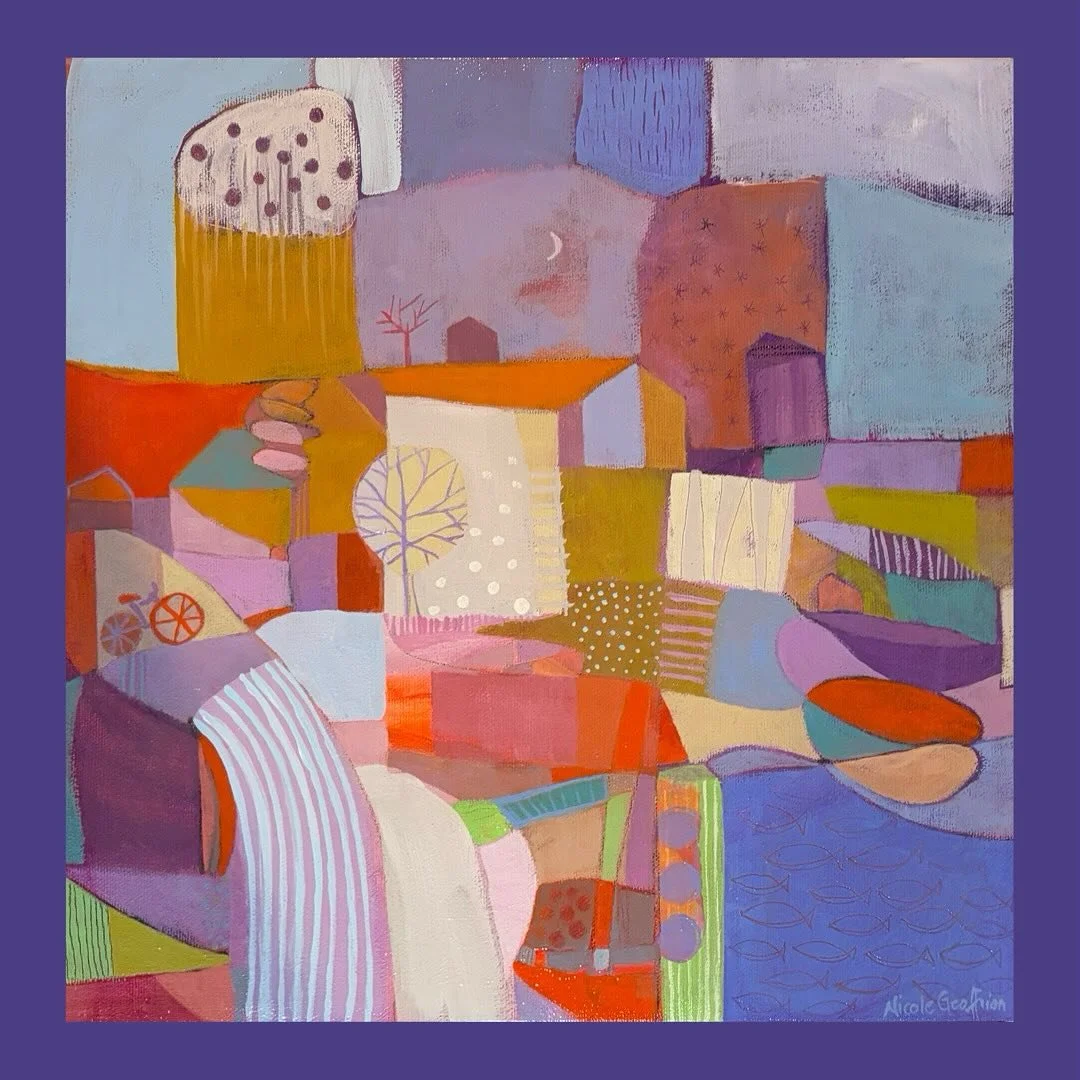 A new painting and some images of cropping of it. All in a new palette exploration! 

&quot;On This Lovely Day&quot;
 acrylic on canvas
  12x12

#contemporaryart #contemporaryartiste #contemporarylandscapepainting #contemporarylandscapeart #abstracte
