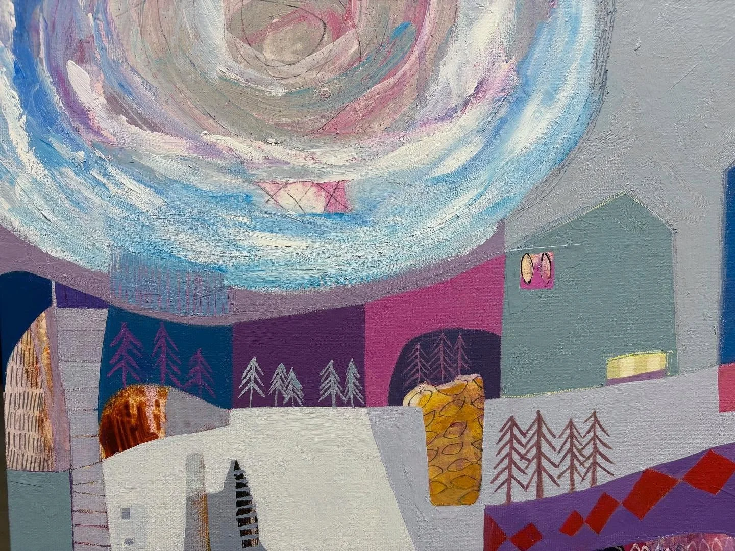 Come to our Palette Fine Art Show and sale and discover all the beautiful creations our group will have to offer this fall!

Those images are snippets of my most recent painting that I will show for the first time. It is called &quot;Snowy Silence&qu