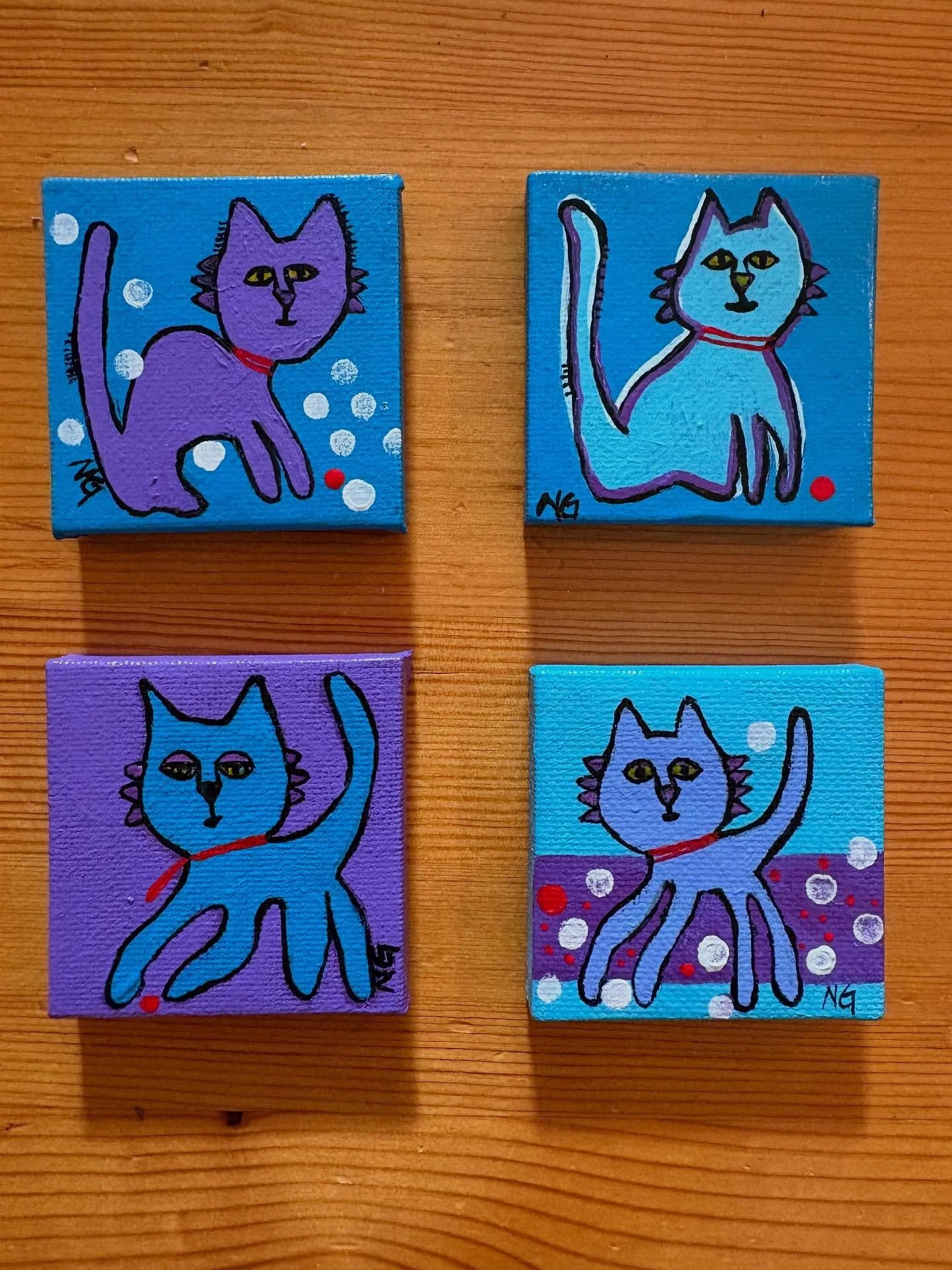 If you get at our Palette Fine Art show in the 50 first entrees you will get one mini painting made for you by one of our participating artists as a thank you for coming….so this could be one of the 4 I made this time. 
Come early so you have