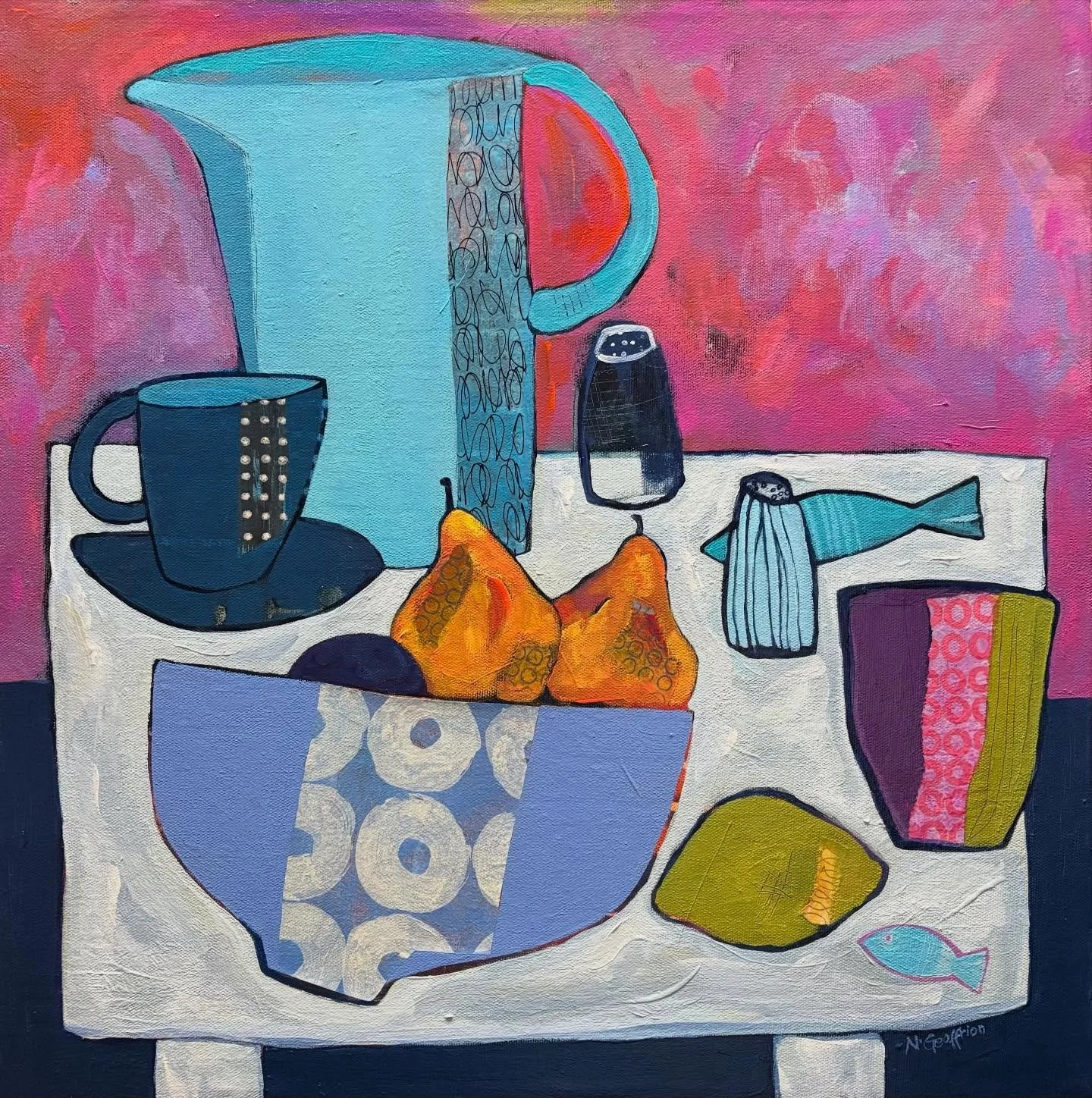 A new paintings in the row for art shows coming soon. This is a mixed media including collage of my handmade decorated paper which I enjoy to make. 

"Pepper and me" / "Poivre et moi"
Mixed media on canvas
18x18

#yycstilllife #co