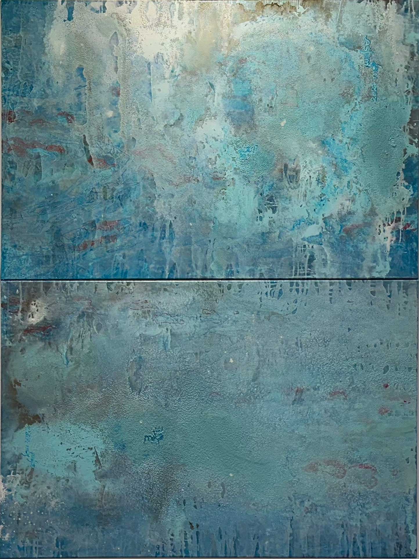 'traces of life', 2x  150x100x2cm, mixed media on canvas, artist maria daniela pia walser 