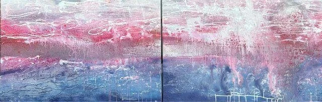 'on my way', 300x100x2cm, mixed media on canvas, 2025, artist: maria daniela pia walser