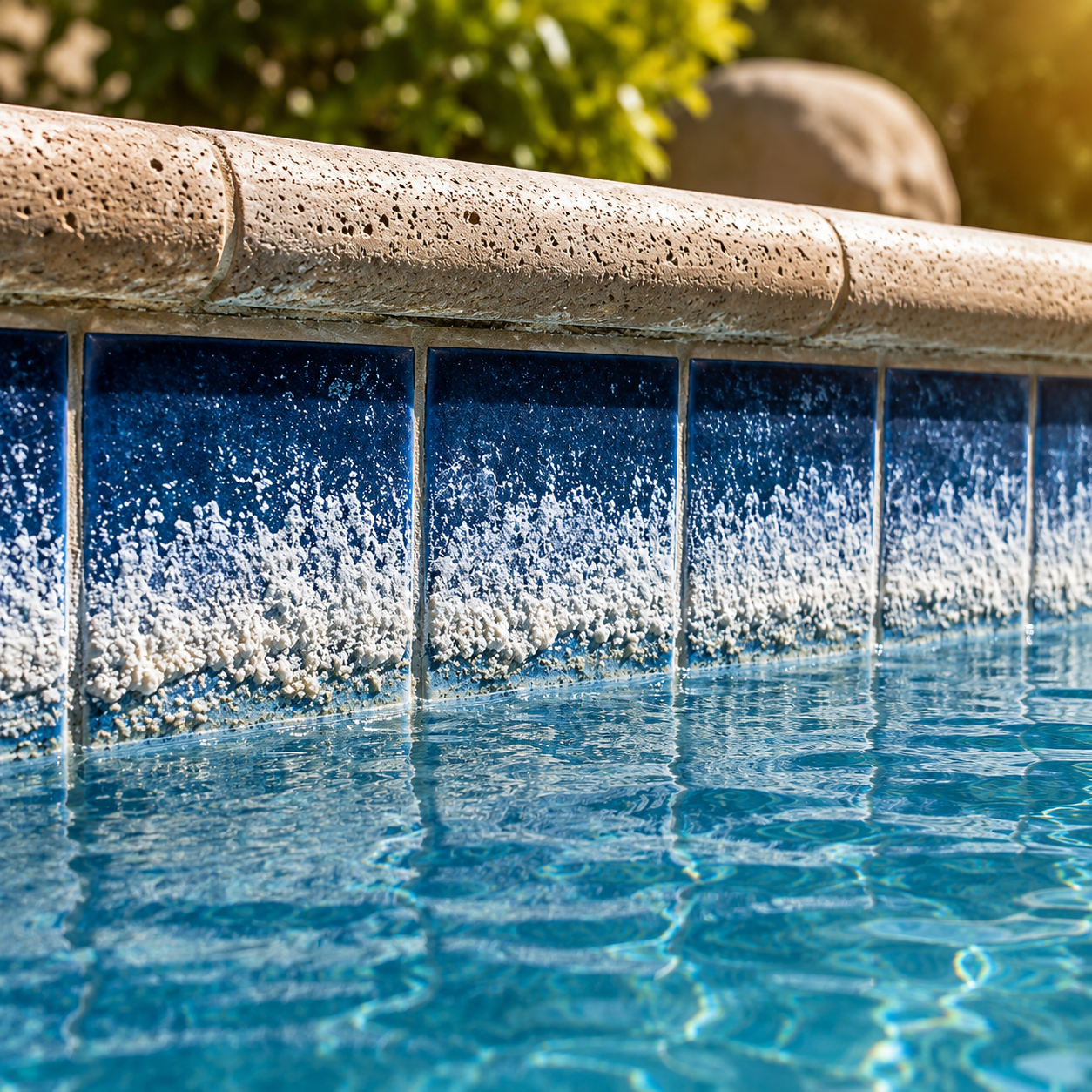 White Calcium Buildup on Your Pool Tile? Why It Forms