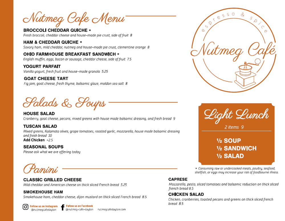 Menu — Nutmeg Café