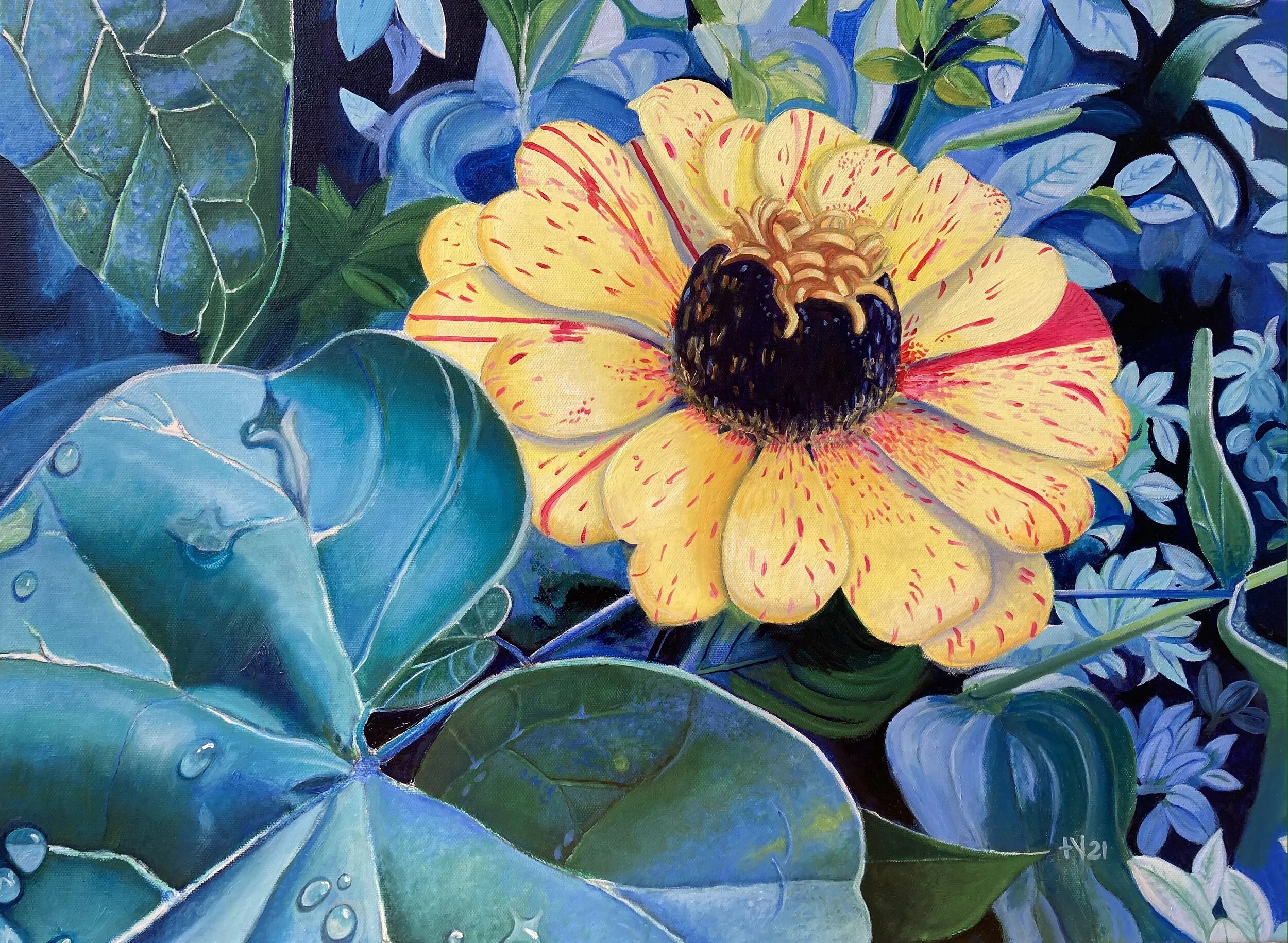Zinnia Two / 2021 / 24 x 18 / Oil on Canvas
