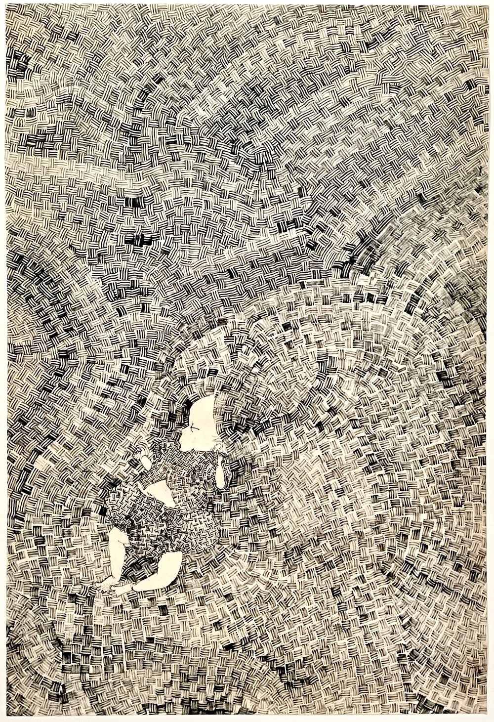 Untitled (FF.1211, Paul Lanier on Patterned Blanket), 1961, Ruth Asawa (Copy)