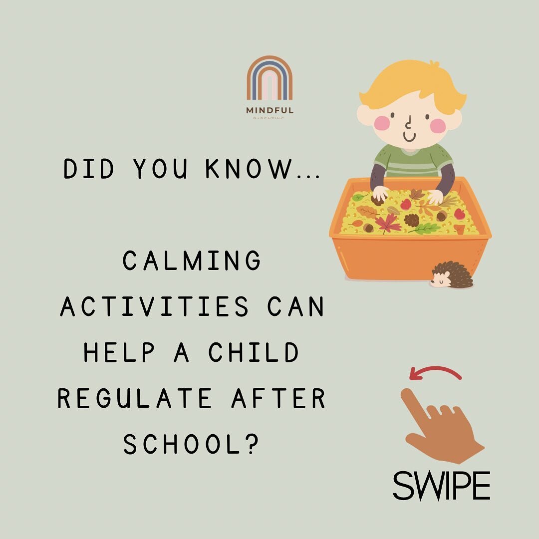 Follow @Mindful___Parenting for more social emotional learning resources and parenting 

✨Did you know you that calming activities can help a child regulate after school. 

Why is this helpful? At the beginning of the school year, children are workin