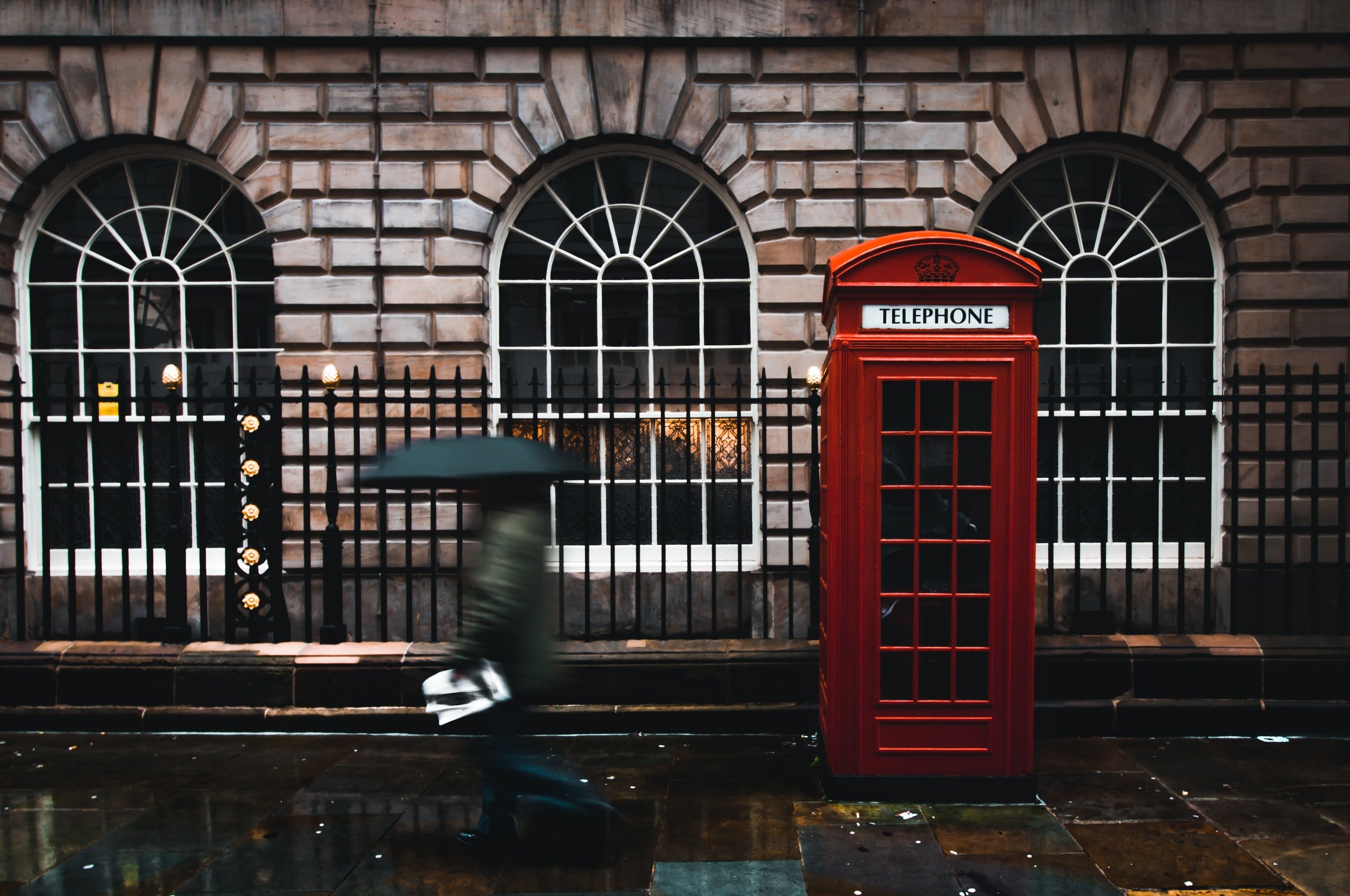 Red telephone booth in London, England