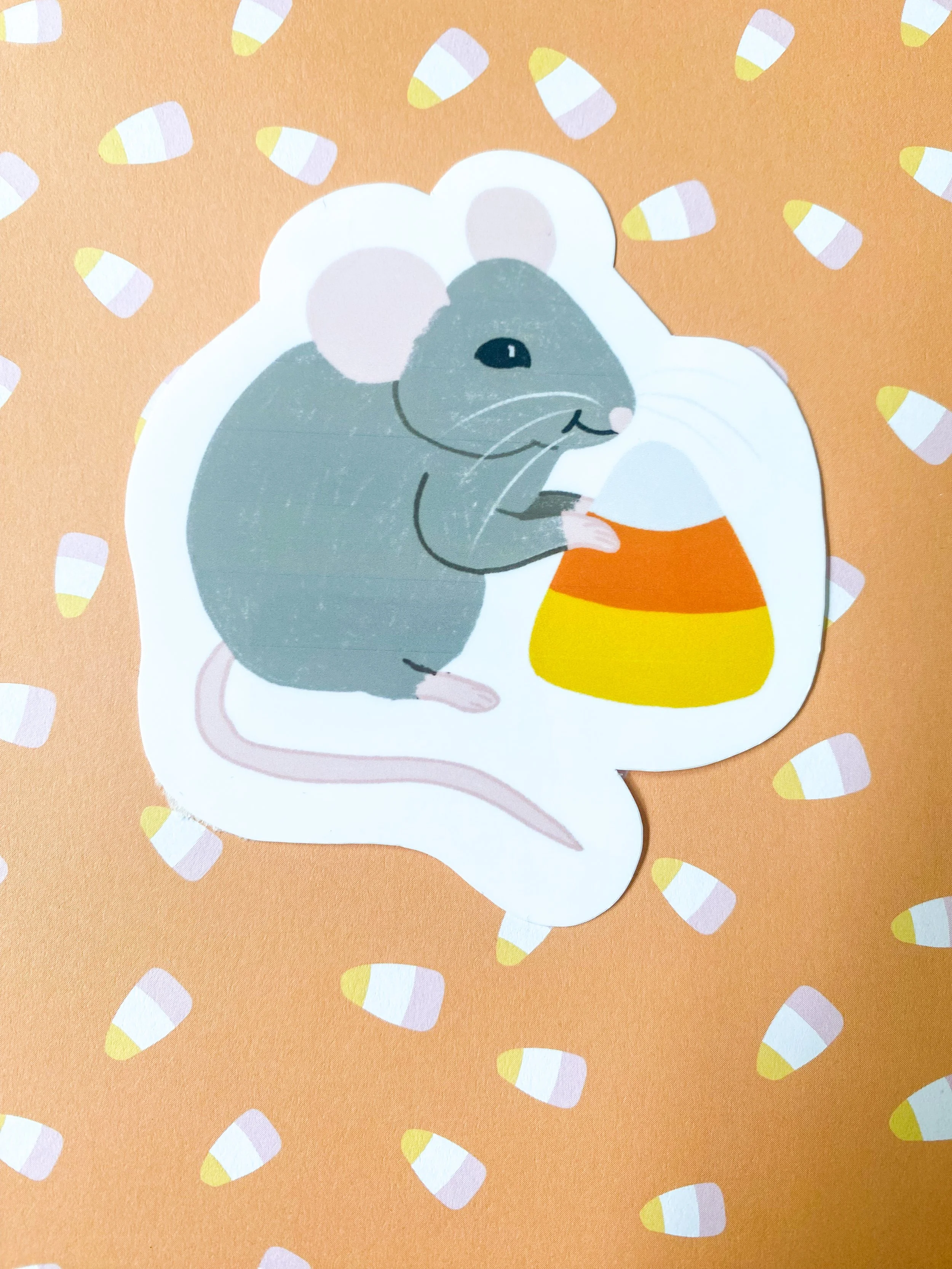 Candy Corn Mouse Die Cut Sticker