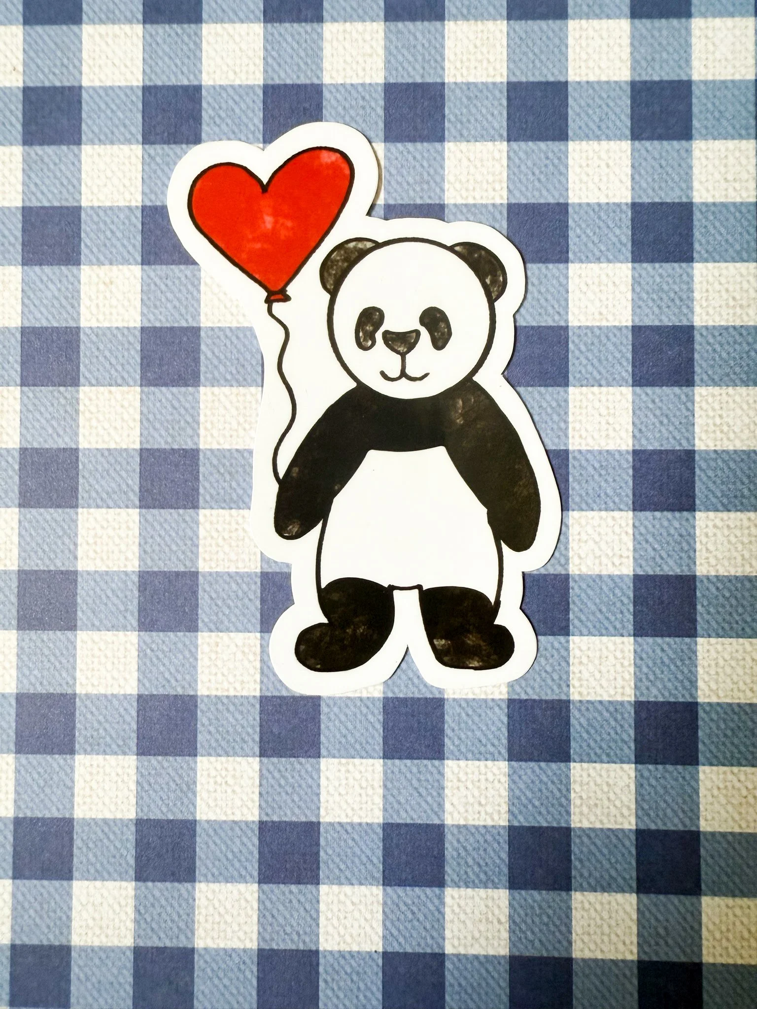 Panda with Heart Balloon Die-Cut Sticker