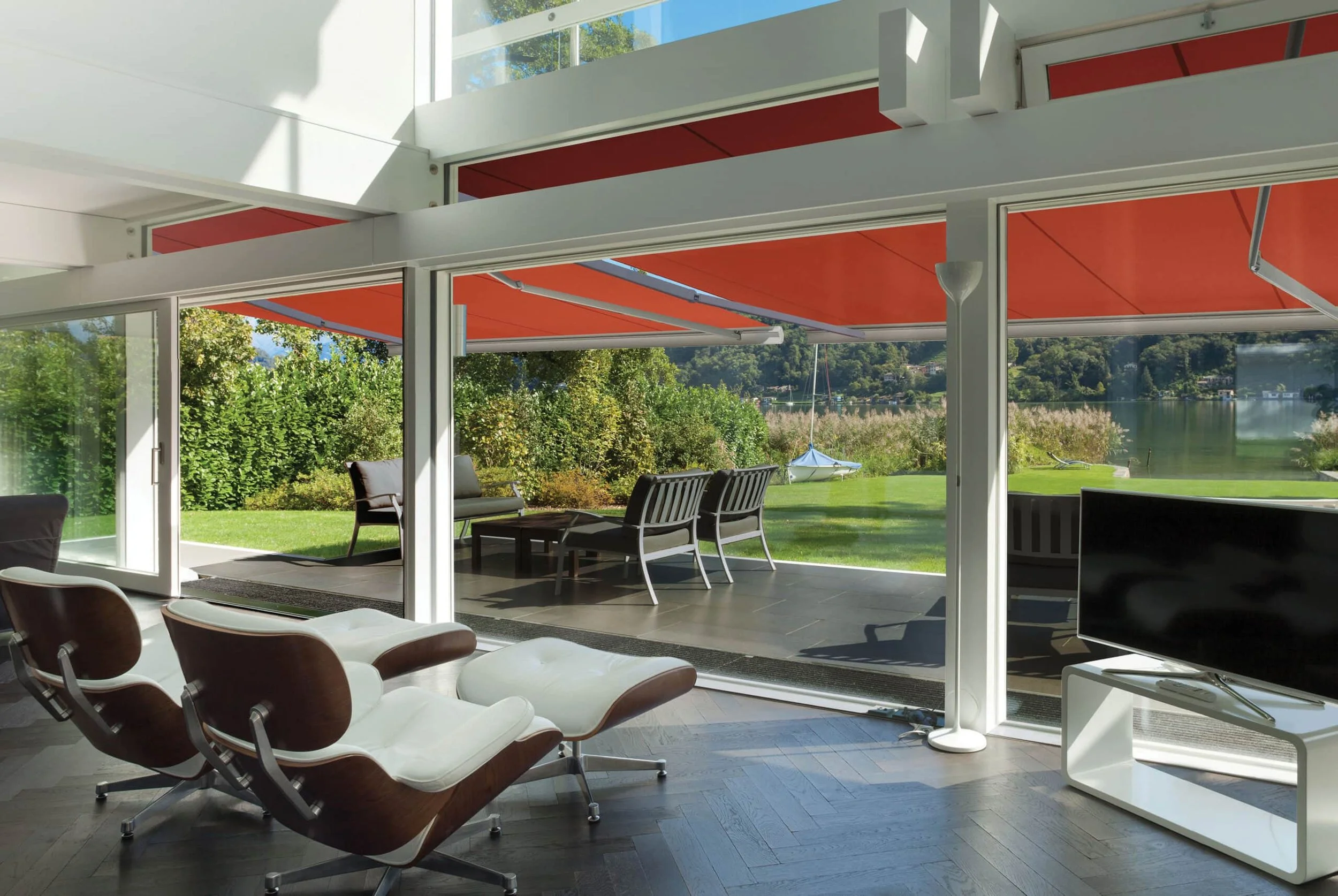 San Diego outdoor living space with retractable awning extending indoor comfort to covered patio area