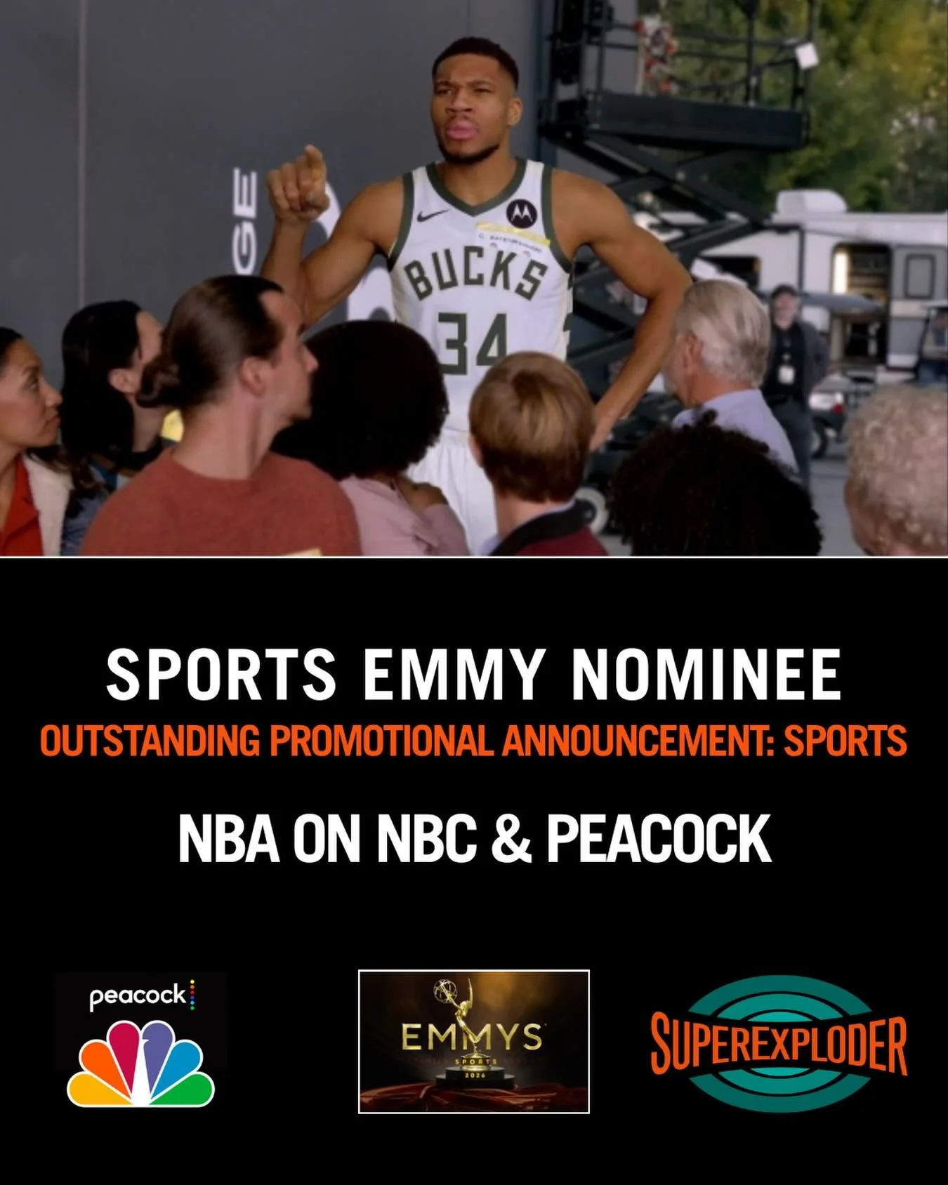 Big news 🏀✨ Two spots we partnered on with NBC Sports, &ldquo;NBA on NBC Backlot&rdquo; and &ldquo;NBA Roundball Rock&rdquo;, have been nominated for a Sports Emmy Award for Outstanding Promotional Announcement: Sports. Honored to be in the mix.