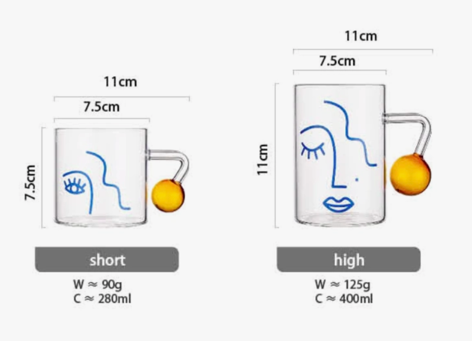 Portrait Pattern Glass Mug - Tall (400ml)