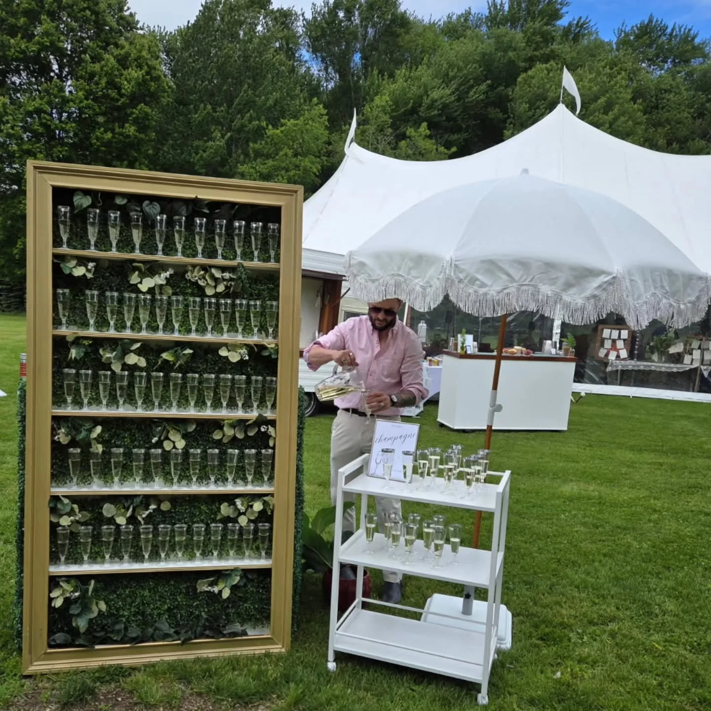 But First, Champagne!

Our champagne wall greeting the guests first, offering a bubbly welcome drink to kick off a beautiful wedding ✨️

Our Champagne Wall is available as an add on to any one of our packages!