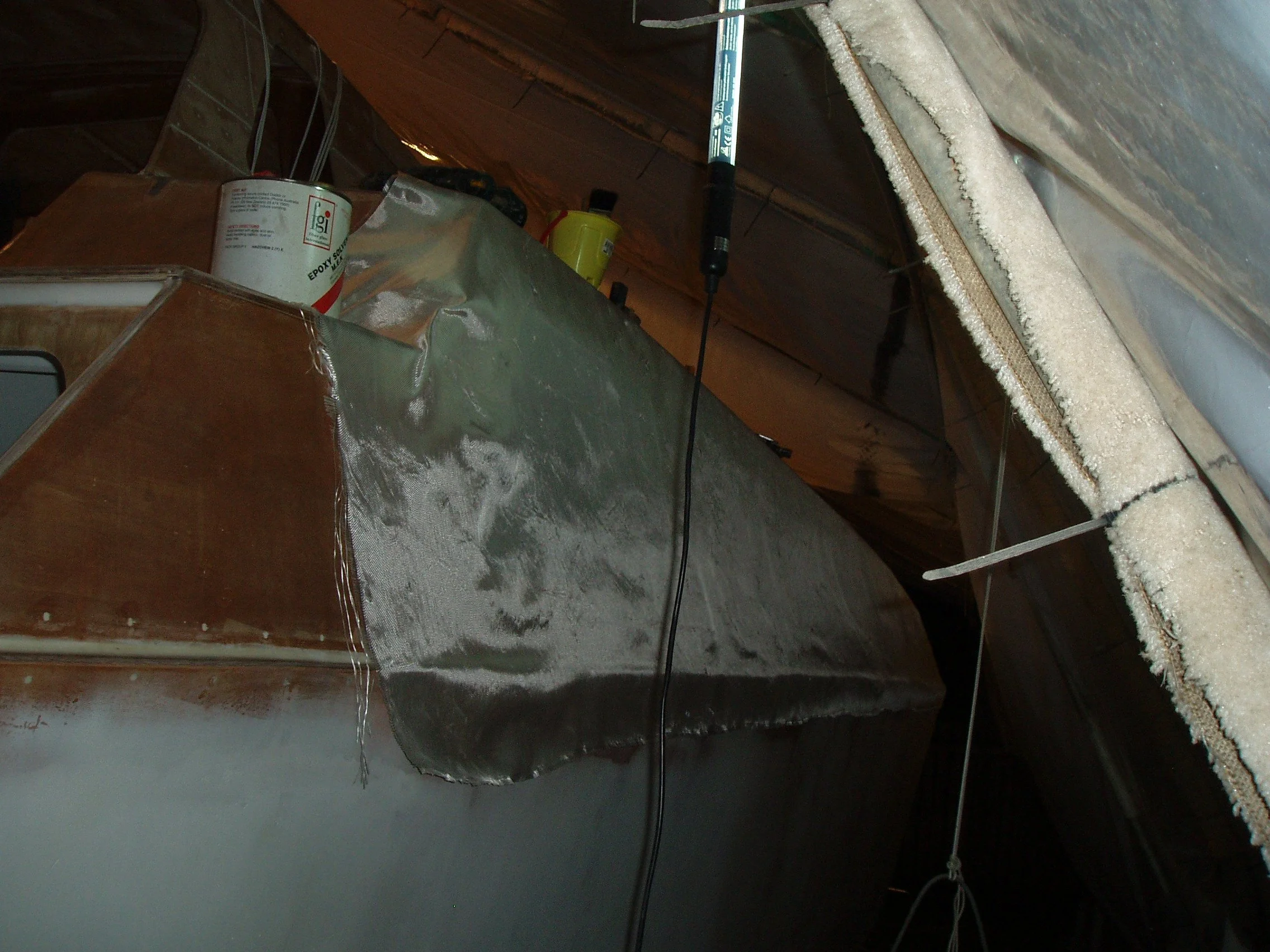 first glass for hull sides and topdecks being fitted