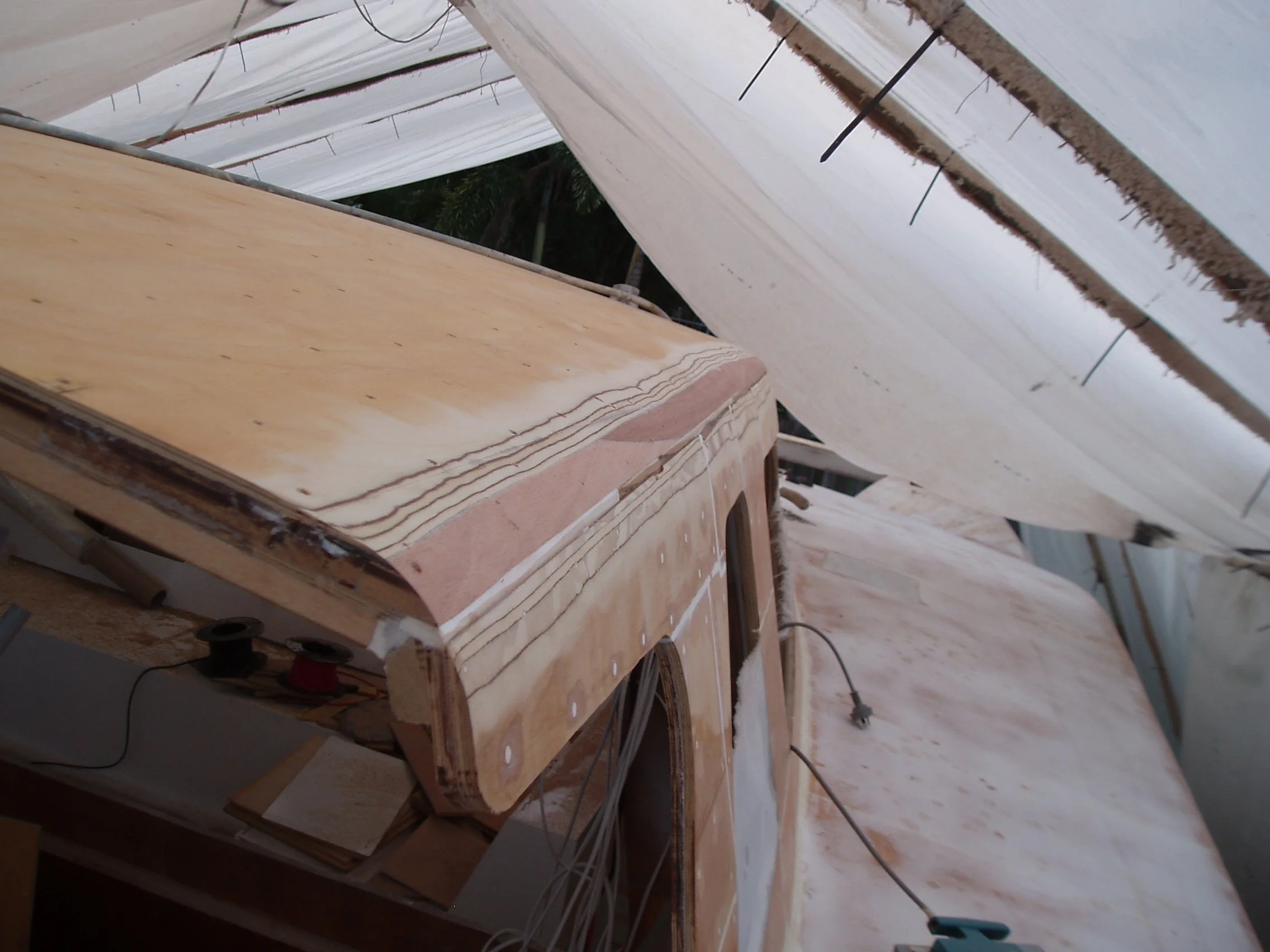 planed off excess timber to create a nice curve to glass up.