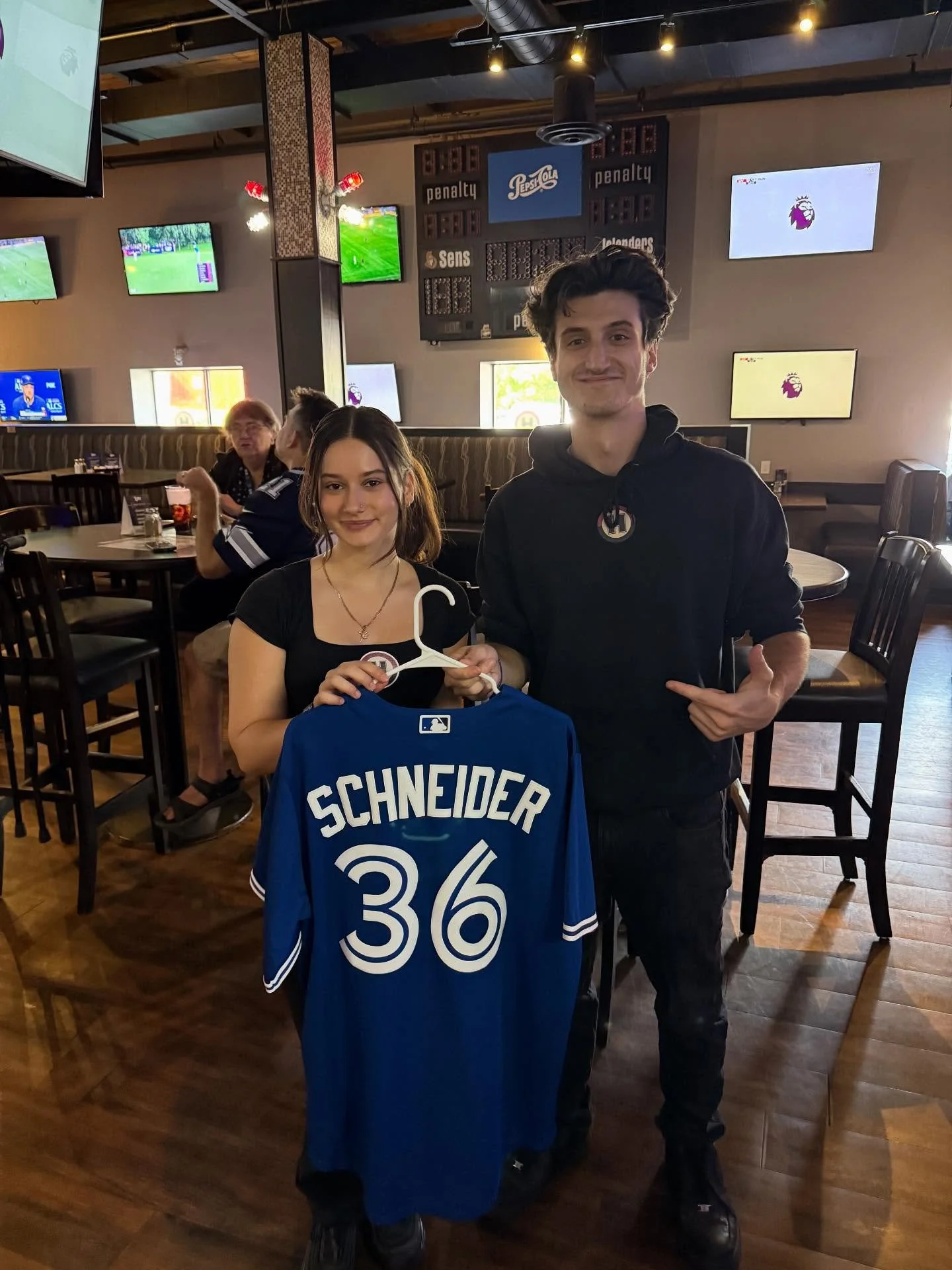 βΎ BLUE JAYS GAME DAY + NFL SUNDAY AT HOMETOWN π
It’s a full day of sports action — catch the Jays and NFL football live on the big screens all day long! π₯
We’re giving away this Schneider #36 Blue Jays jersey at the end of the s