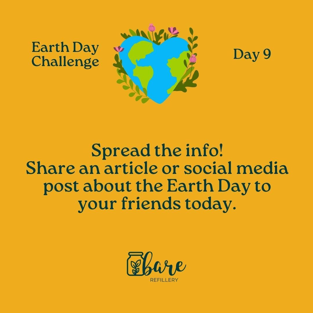 Day 9/9 Challenge: 🌍 SPREAD THE KNOWLEDGE 🌍

For our final challenge, let's share the message of Earth Day by sharing what it stands for with someone else! Knowledge is power, remember?

Try discussing ways to live more sustainably with a family or