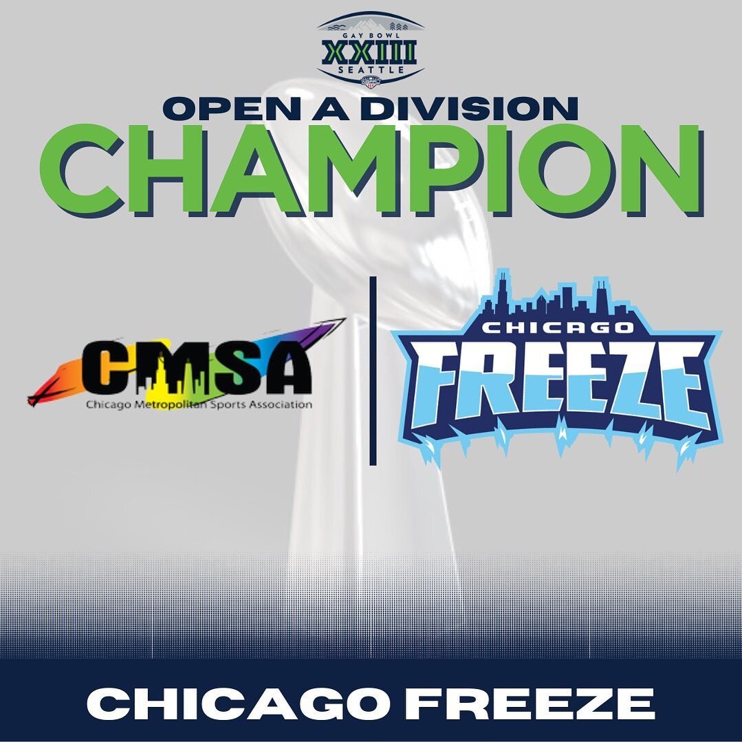 Congratulations to the Gay Bowl XXIII Open A Division Champions, Chicago Freeze! @cmsachicago @cmsaopenflagfootball #ngffl #lgbtqsports #flagfootball