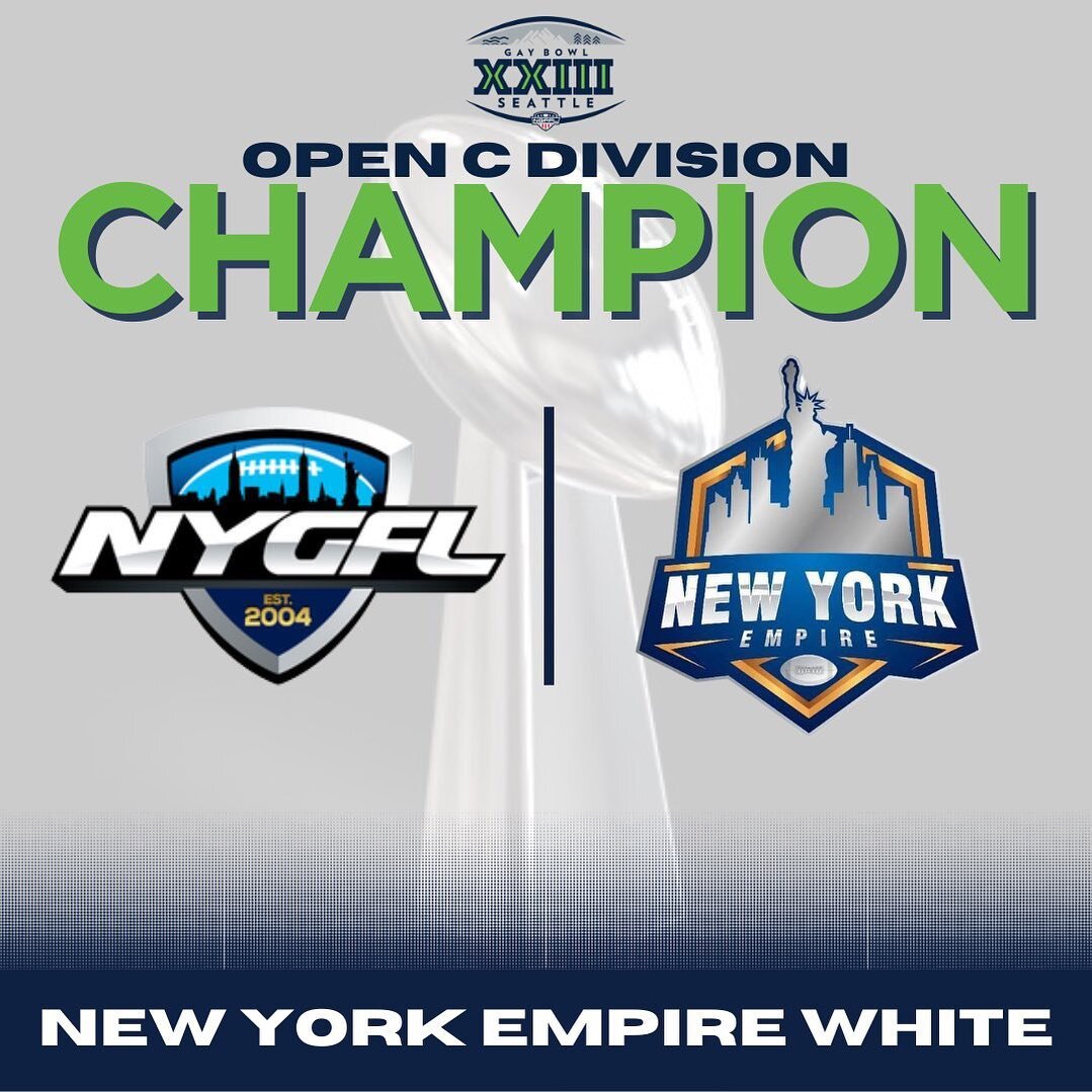 Congratulations to the Gay Bowl XXIII Open C Division Champions, New York Empire White! @nygayfootball #ngffl #lgbtqsports #flagfootball