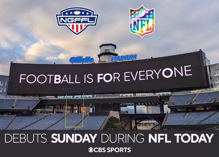 Hi NGFFL Family,

Sunday, through a multi-tiered collaboration between the NGFFL, CBS Sports, CBS, the New England Patriots, Robert Kraft, and our very own FLAG Flag Football (Boston) league, we will bring you a 90-second short film titled, &quot;Foo