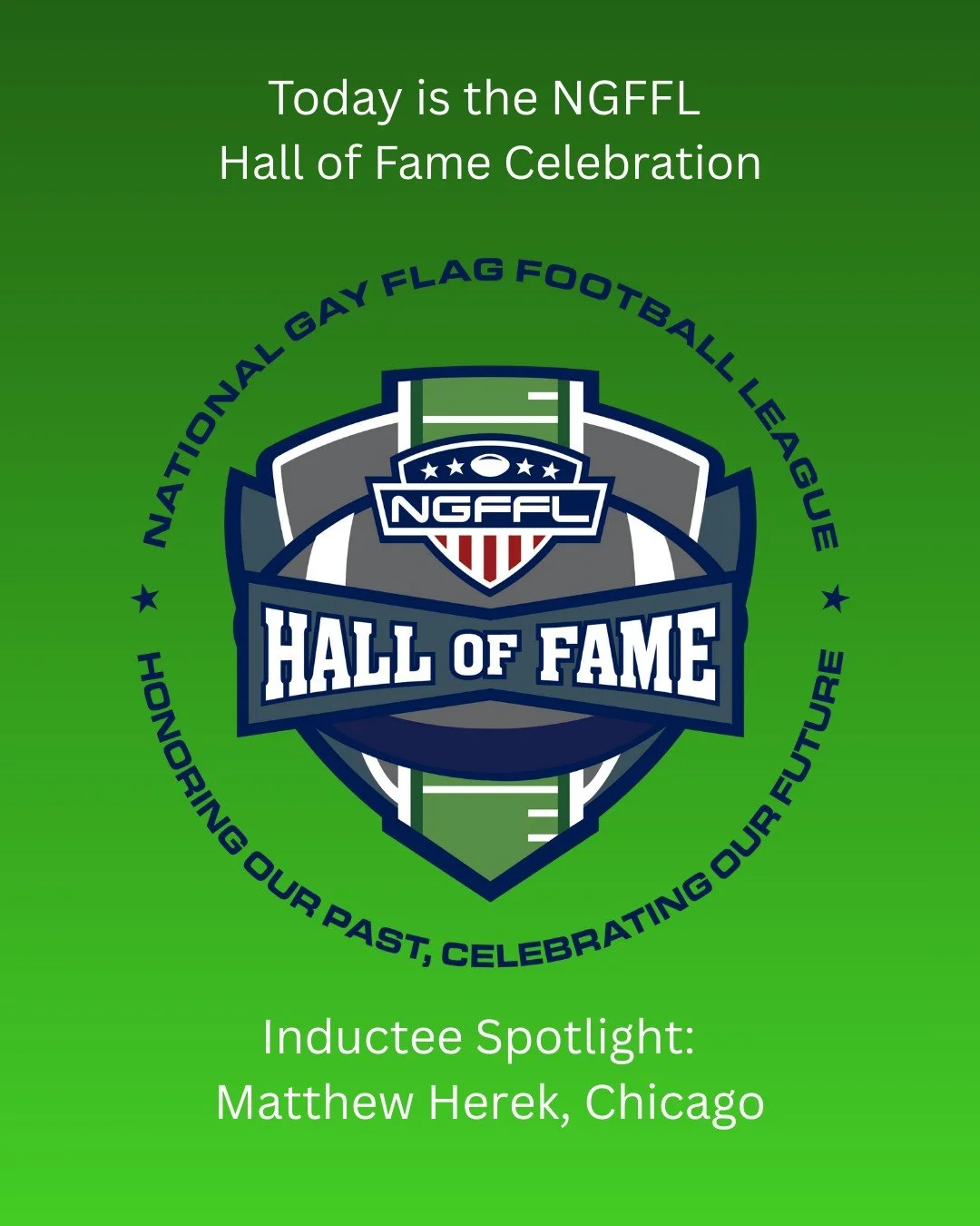 THE DAY HAS ARRIVED! Tonight is our induction celebration, we are highlighting our fifth and final inductee of 2025 class, Matt Herek. Join us tonight at 8PM EST on YouTube, Instagram, or Facebook for the celebration!

#NGFFL #lgbtqsports #HallofFame