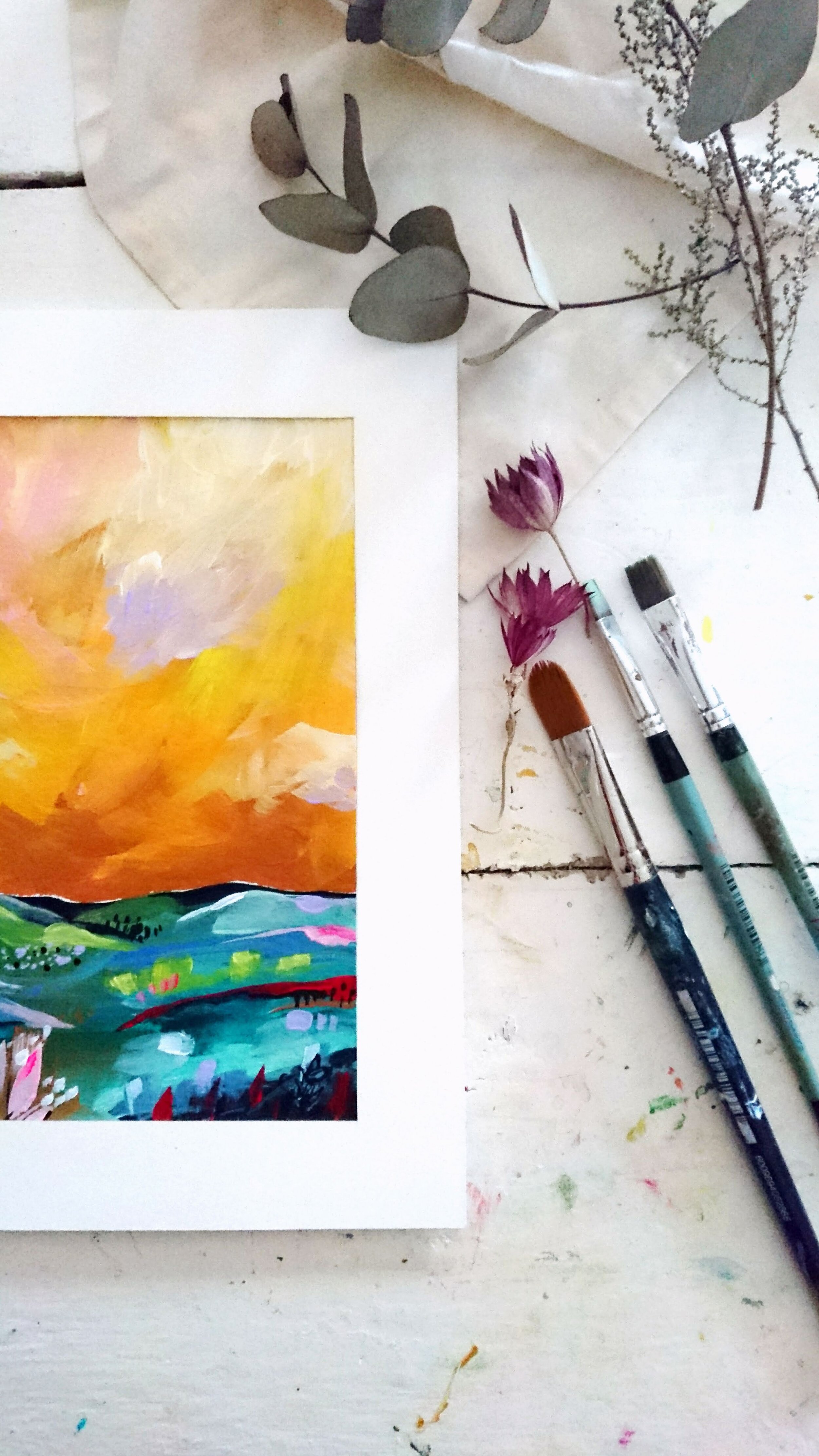 moody yellow skies abstract landscape original artwork mood forest details 01