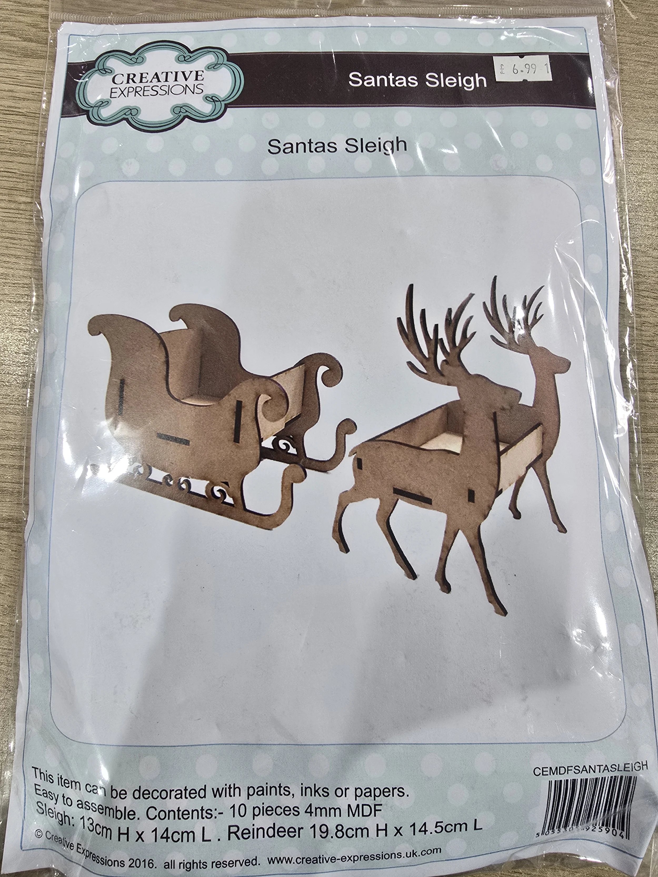 Creative Expressions MDF Kit.    Santas  Sleigh.