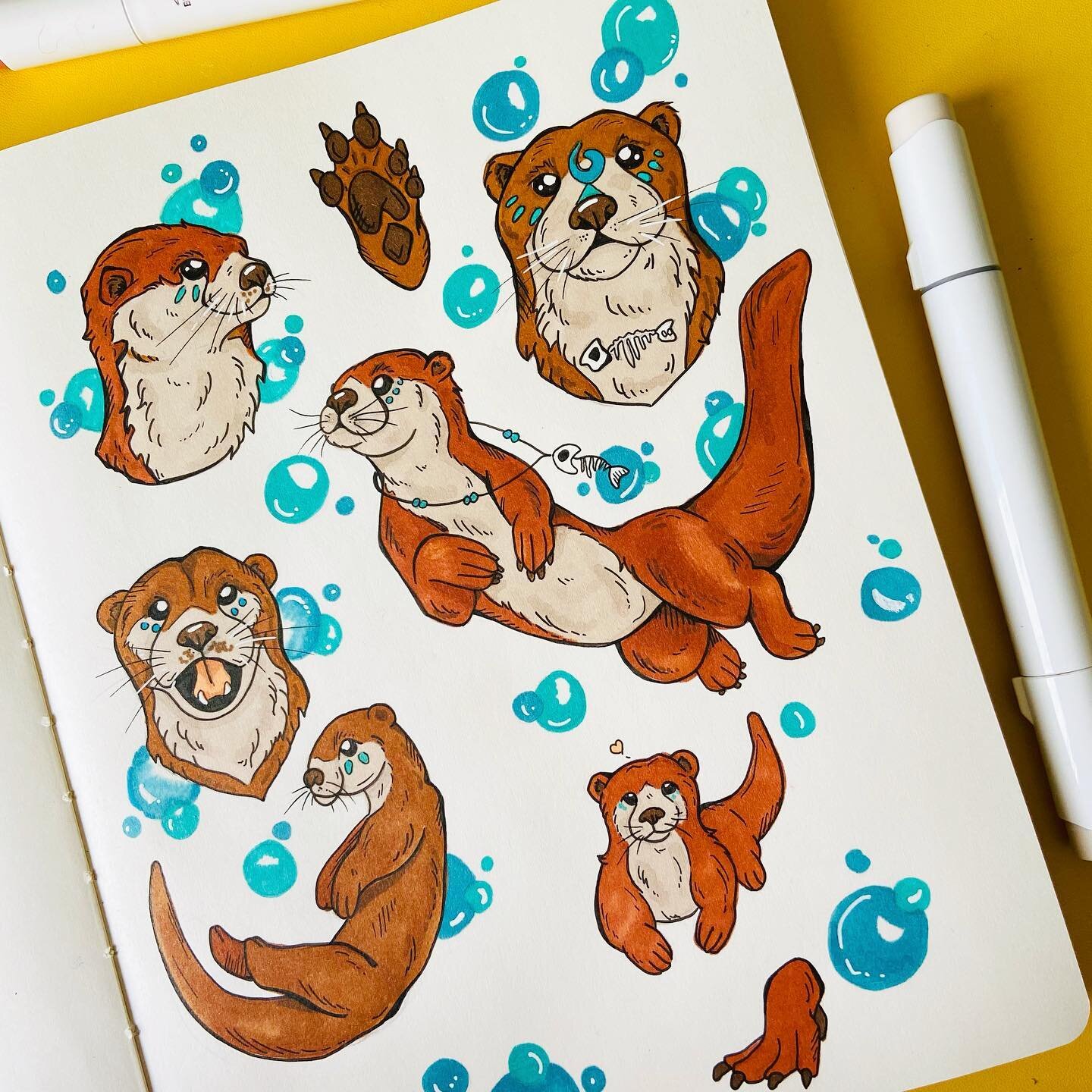 I completed this otter spread this weekend - not going to lie, I was really pleased with it! 🥰🦦 

I used my new @ohuhuart markers which are an absolute dream. I&rsquo;m converted. 

I think I&rsquo;d love to make one or two of these little cuties a