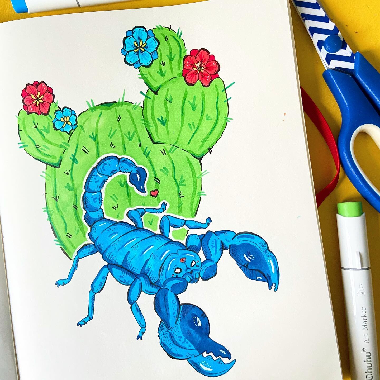 Not everyone&rsquo;s cup of tea, as scorpions aren&rsquo;t too cute but I had an urge to draw one! 🦂🌵 I think they&rsquo;re pretty cool animals.

Also makes a nice entry for #wherewildthingslive2022 for &ldquo;Desert Dunes.&rdquo; 🏜