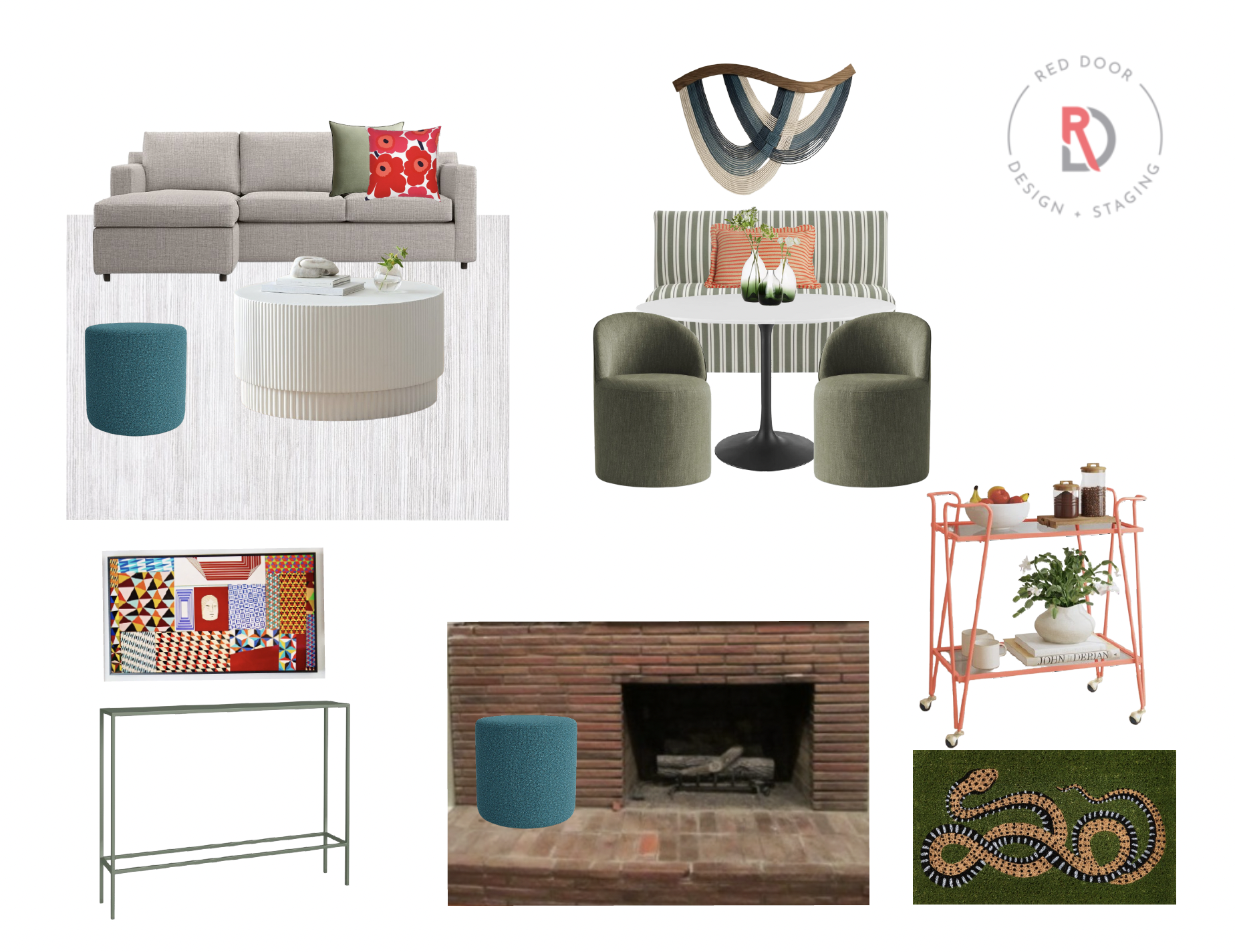 a design board for an airbnb unit