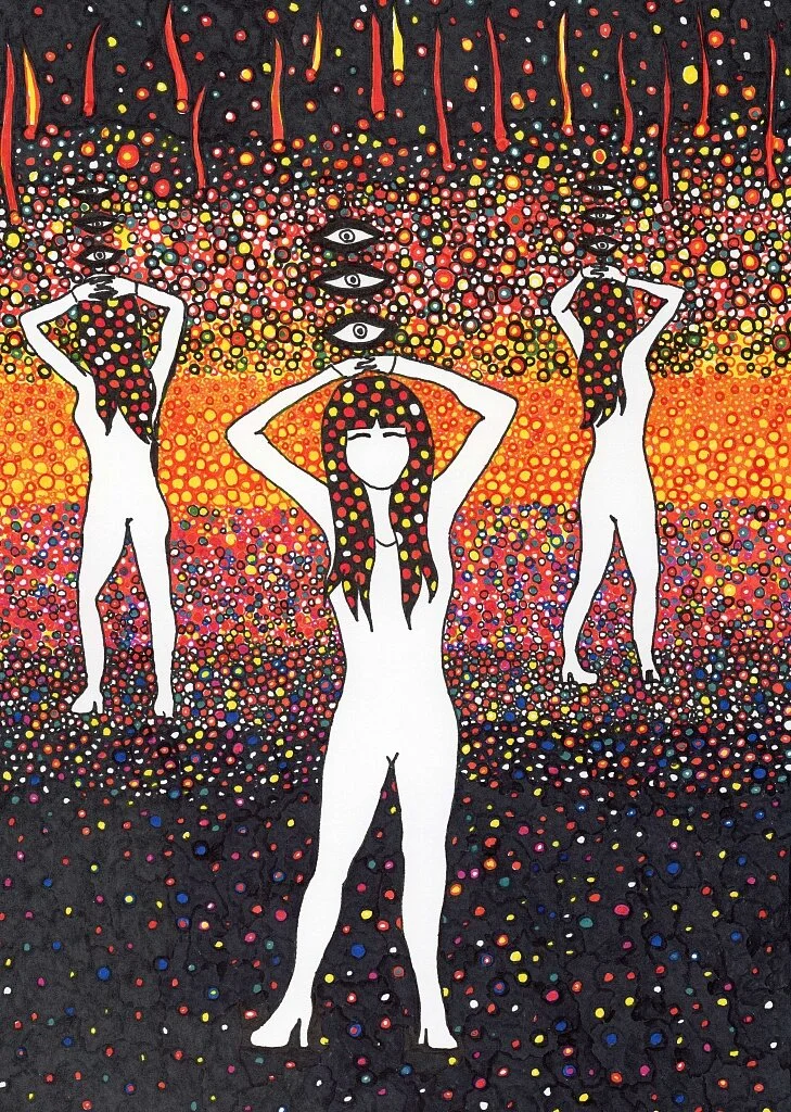 Accompanies herself with her shadows   
Weaving herself into herself  
The luxury of the obstacle  
No luxury is endless.  
